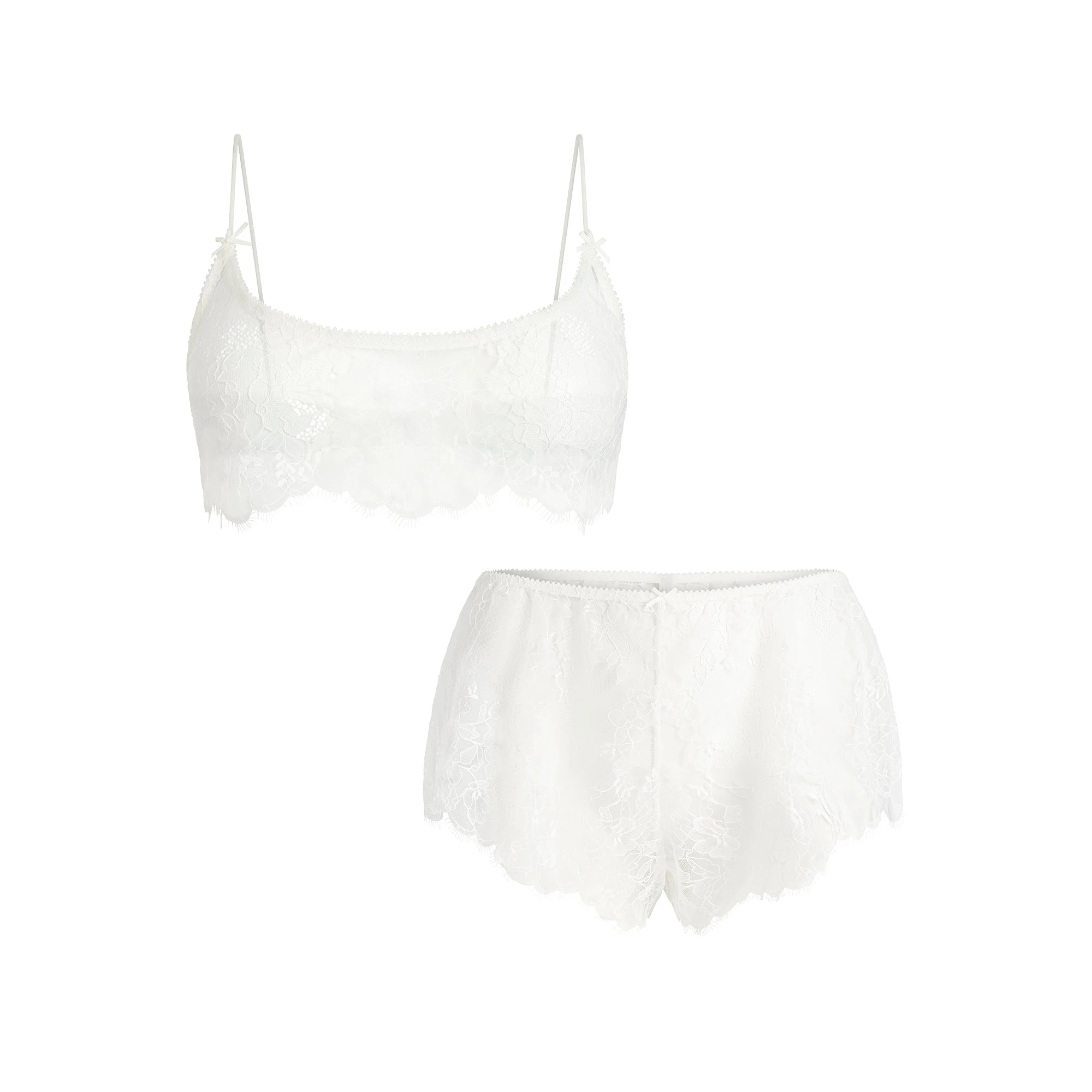 ULTRA FINE LACE BRALETTE AND SHORT SET | MARBLE FLAT ON A WHITE BACKGROUND | FLT