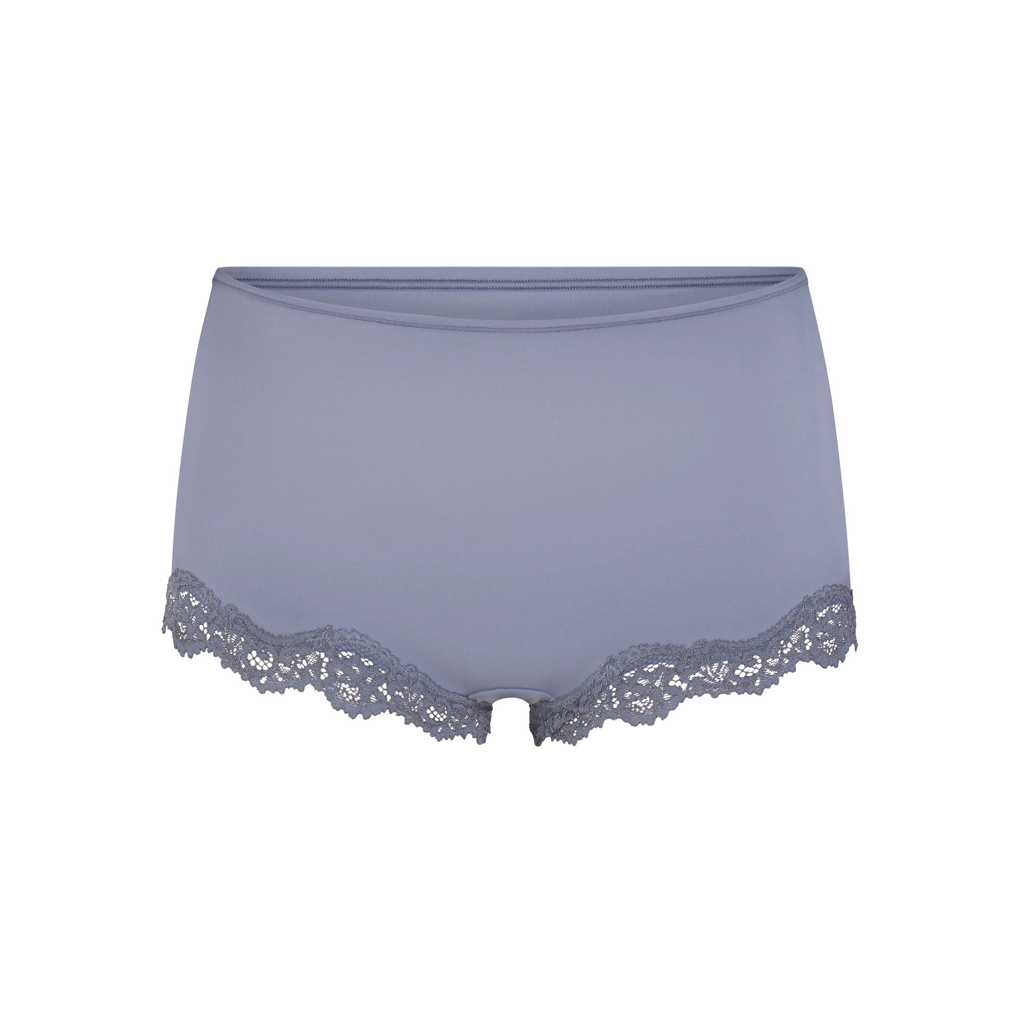 FITS EVERYBODY LACE BOY SHORT | SLATE TONAL ON A MODEL | FLT@ | FOCUS: 0.0, 1.0, 0.9