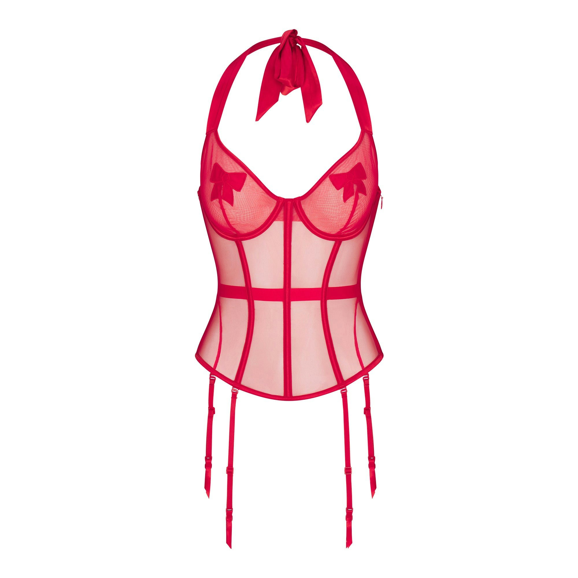 TULLE GARTER CORSET | RED FLAT ON A WHITE BACKGROUND | FLT