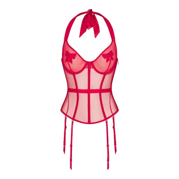 TULLE GARTER CORSET | RED FLAT ON A WHITE BACKGROUND | FLT