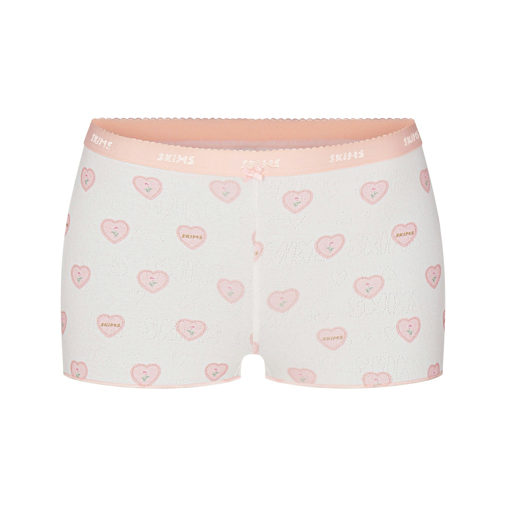 LOGO POINTELLE BABY TEE AND SHORT SET | SNOW LACE HEARTS FLAT ON A WHITE BACKGROUND | FLT