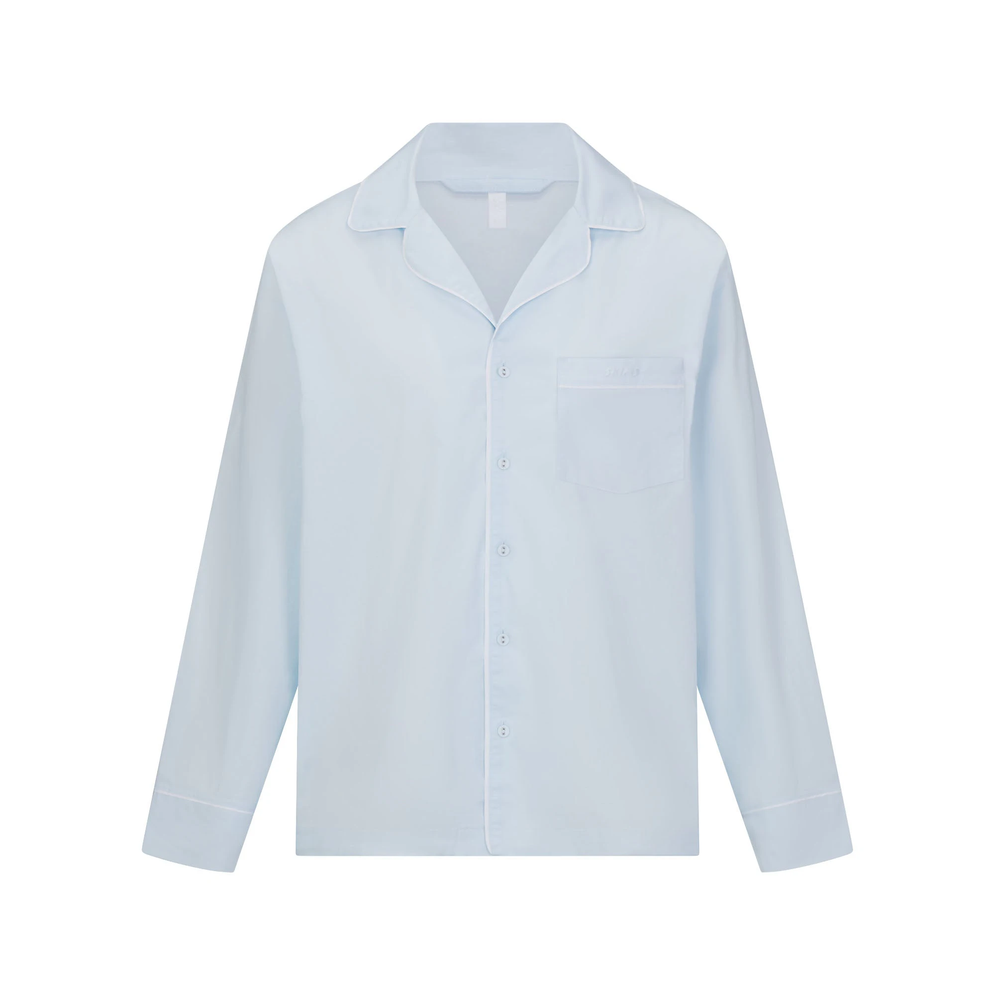 COTTON POPLIN SLEEP LONG SLEEVE AND BOXER SET | BABY BLUE CONTRAST ADDITIONAL FABRIC DETAILS