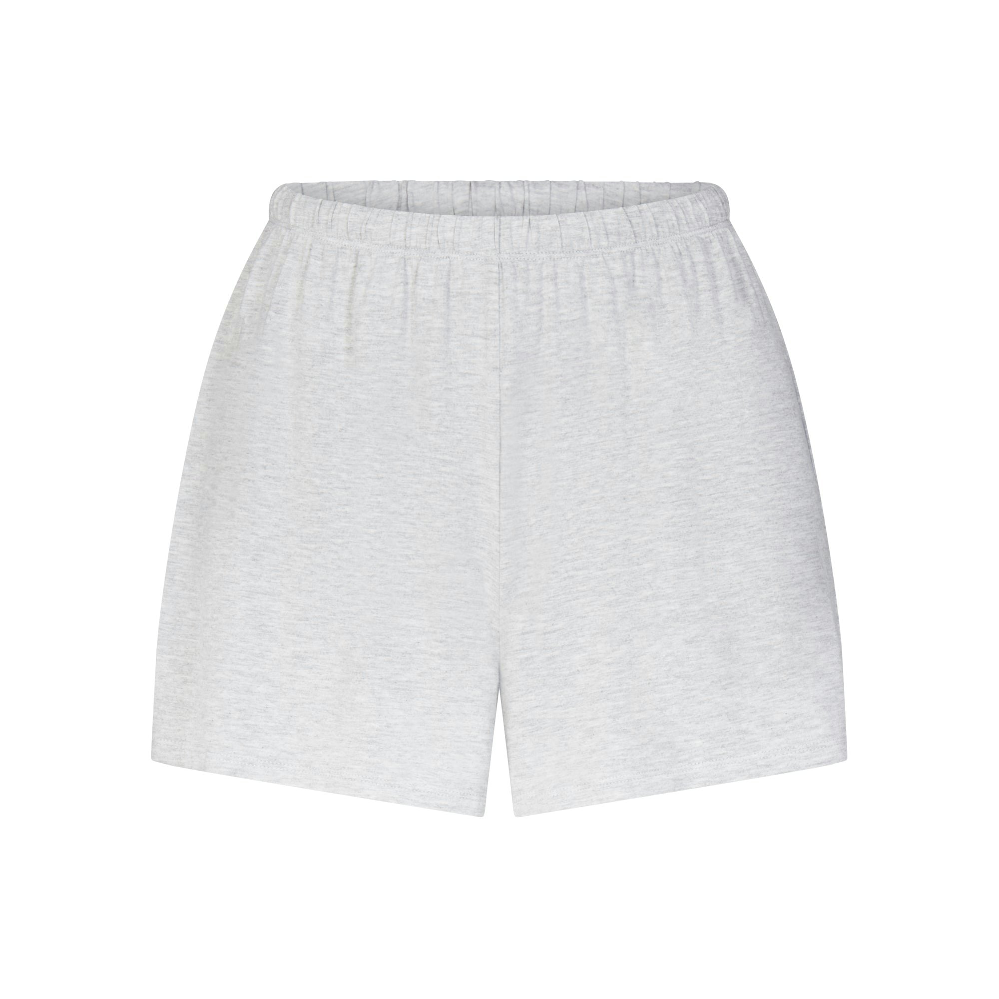 SKIMS SLEEP SHORT SLEEVE BUTTON UP SET | LIGHT HEATHER GREY FLAT ON A WHITE BACKGROUND | FLT