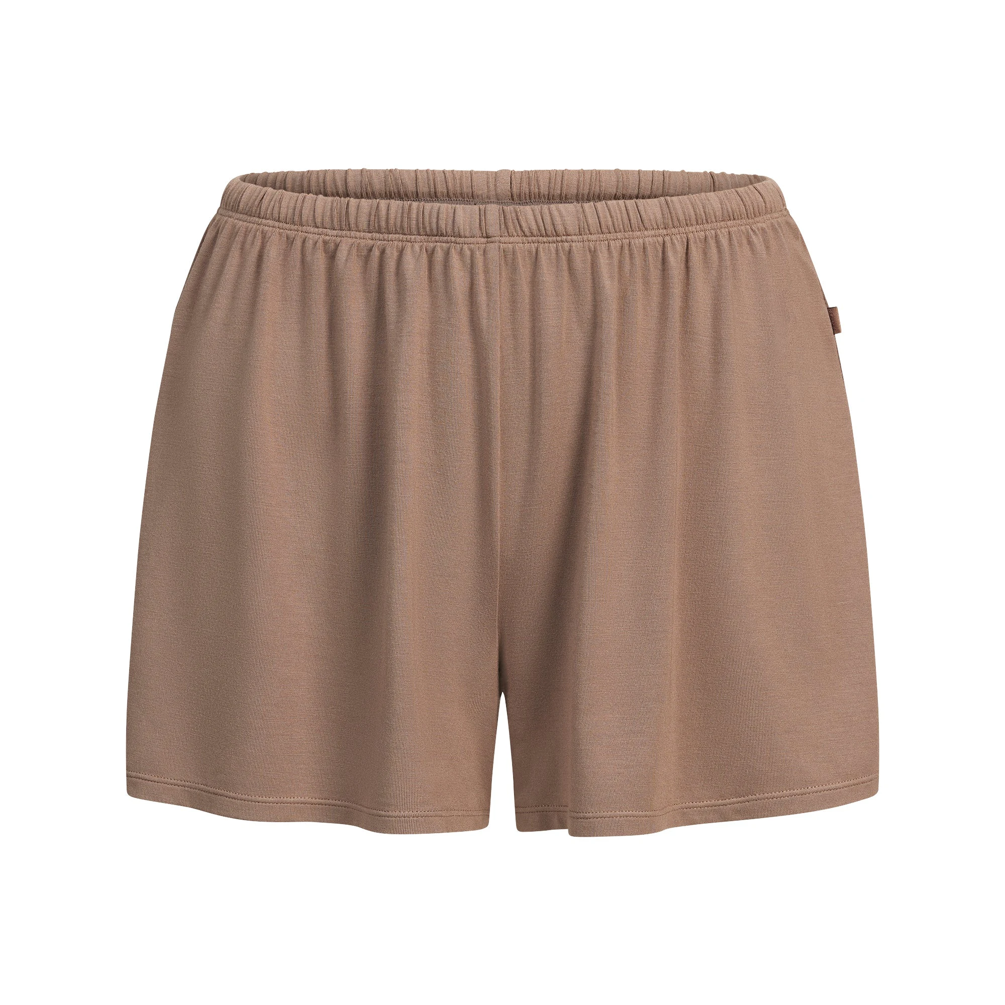 SKIMS SLEEP SHORT SLEEVE BUTTON UP SET | FOSSIL FLAT ON A WHITE BACKGROUND | FLT