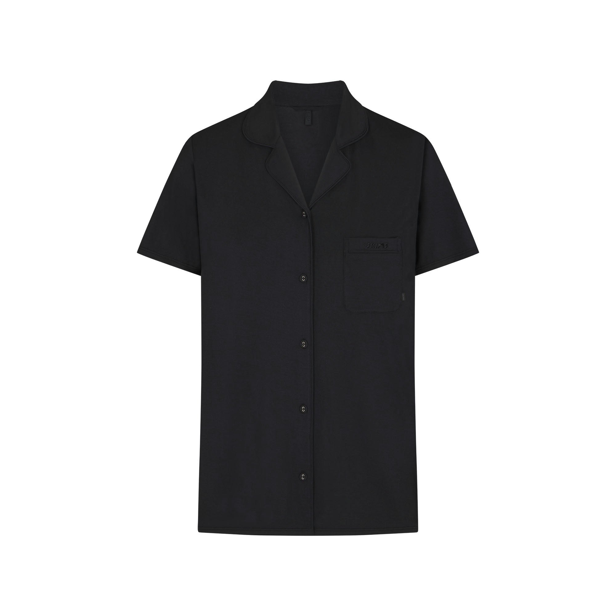 SKIMS SLEEP SHORT SLEEVE BUTTON UP SET | ONYX ADDITIONAL FABRIC DETAILS