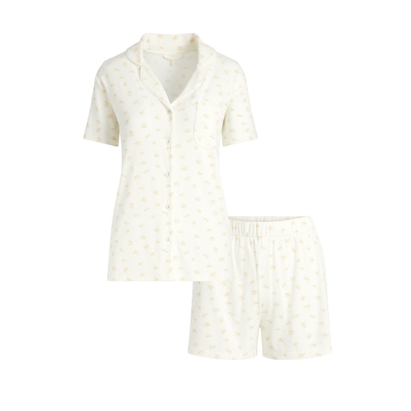 SOFT LOUNGE SHORT SLEEP SET | MARBLE GARDEN PRINT FLAT ON A WHITE BACKGROUND | FLT