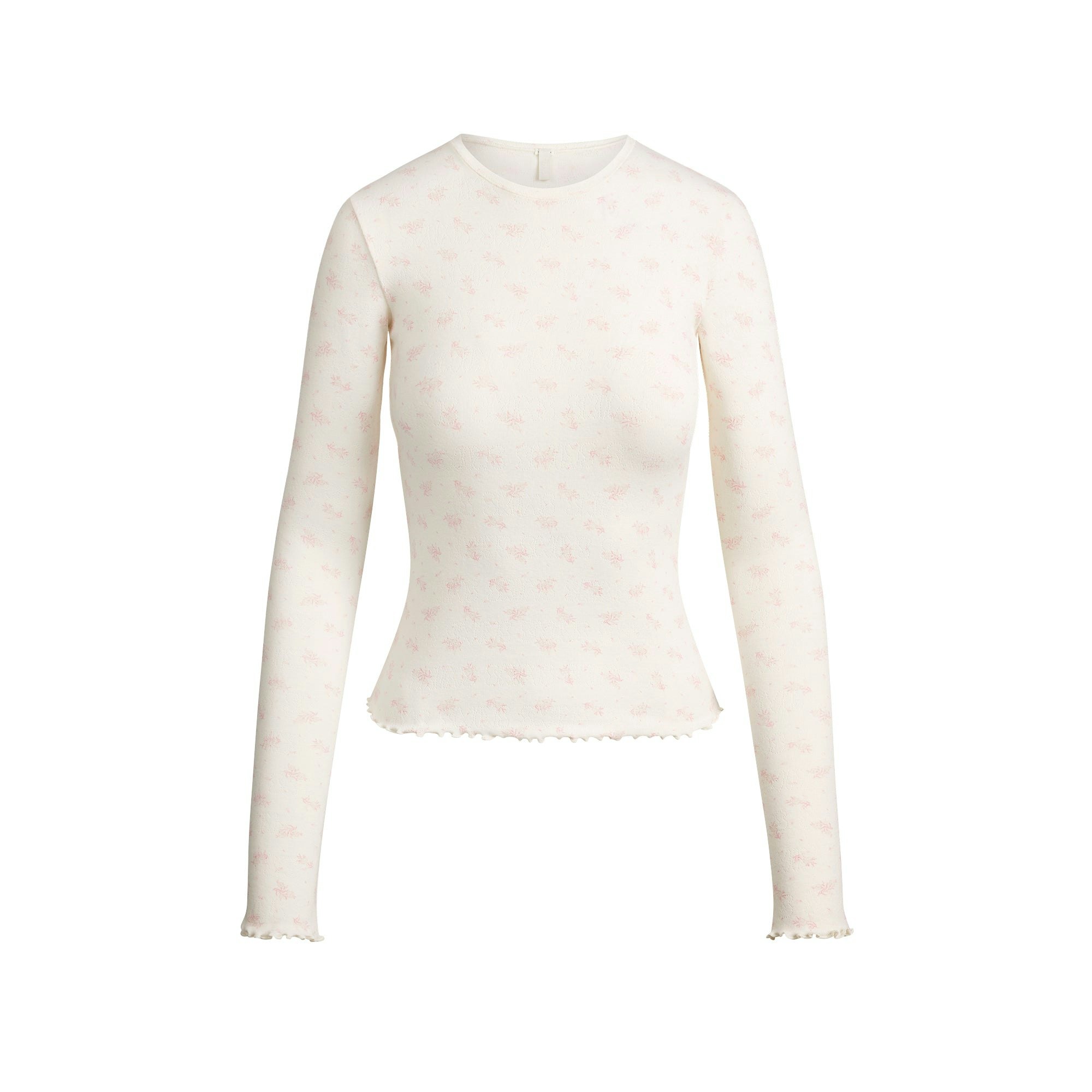LOGO POINTELLE LONG SLEEVE SET | MARBLE HALITE FLORAL PRINT FLAT ON A WHITE BACKGROUND @ | FLT