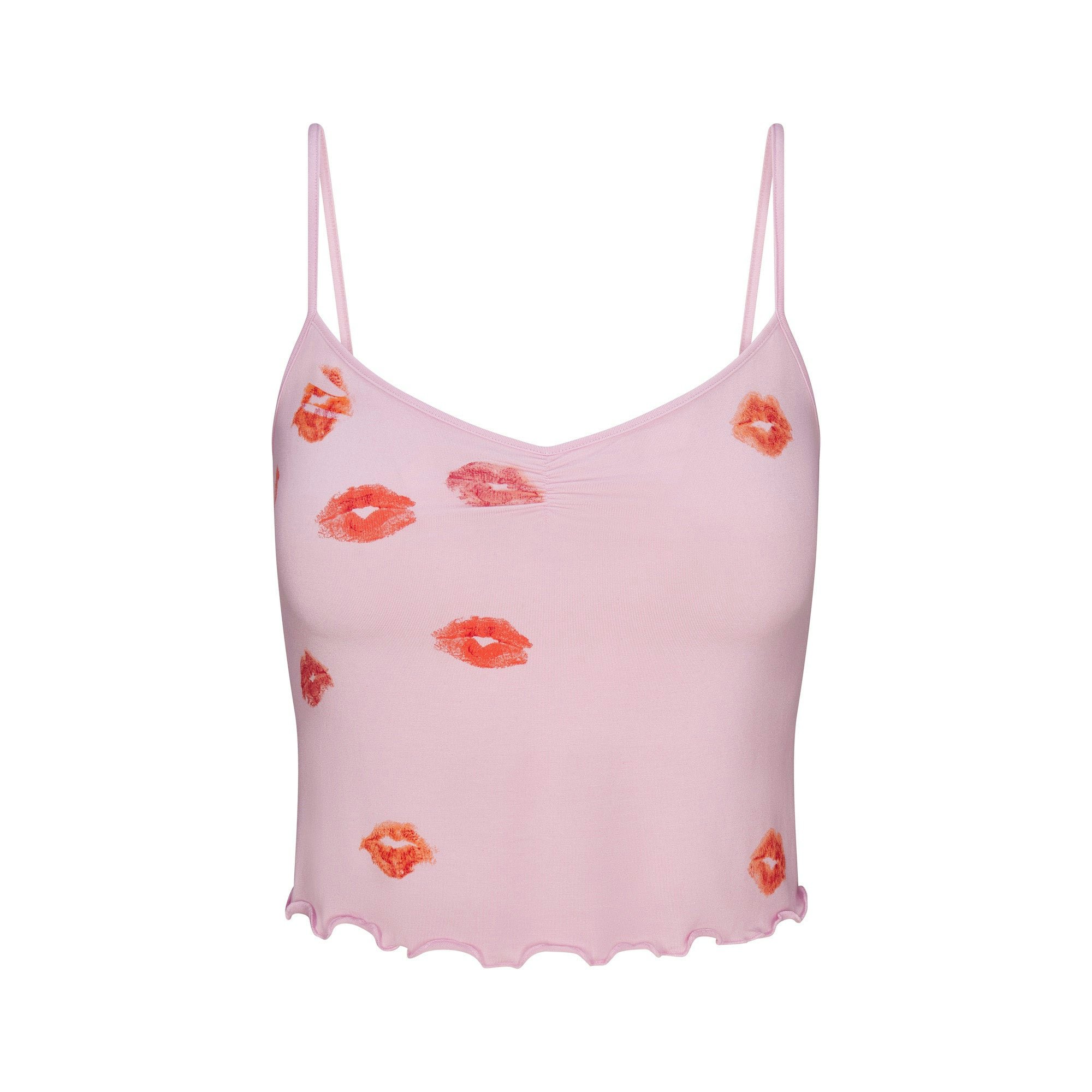SKIMS SLEEP CAMI SET | CHERRY BLOSSOM LIPSTICK FLAT ON A WHITE BACKGROUND | FLT