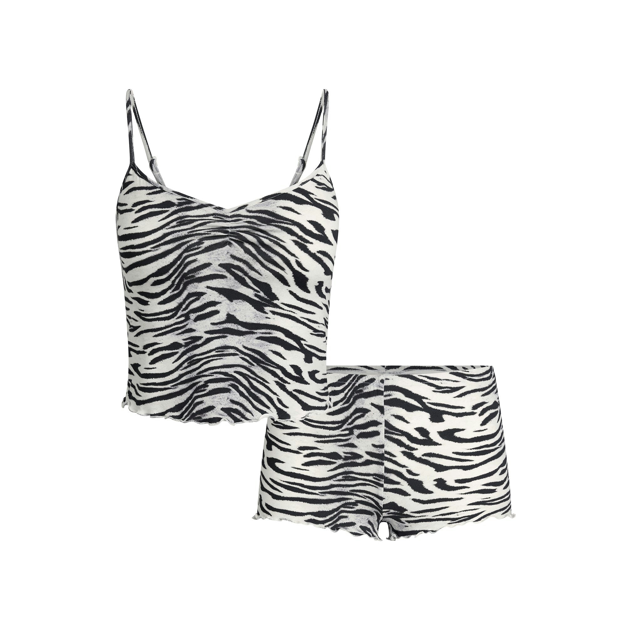 SKIMS SLEEP CAMI SET | SNOW TIGER PRINT FLAT ON A WHITE BACKGROUND | FLT