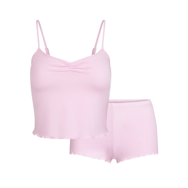 SKIMS SLEEP CAMI SET | CHERRY BLOSSOM FLAT ON A WHITE BACKGROUND | FLT
