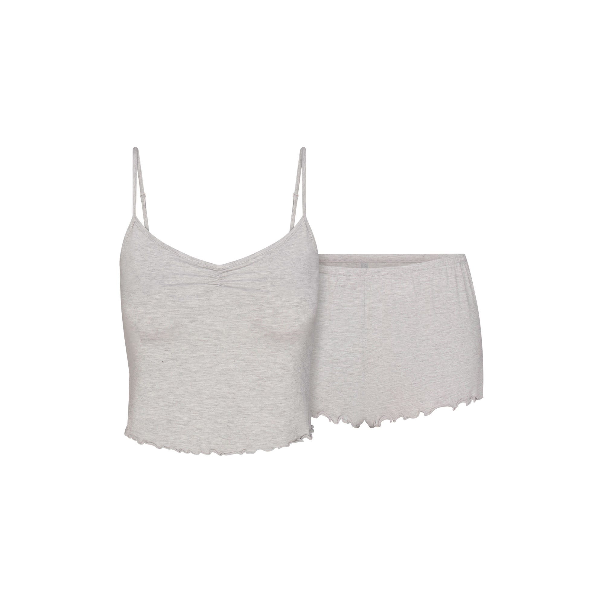 SKIMS SLEEP CAMI SET | LIGHT HEATHER GREY FLAT ON A WHITE BACKGROUND | FLT