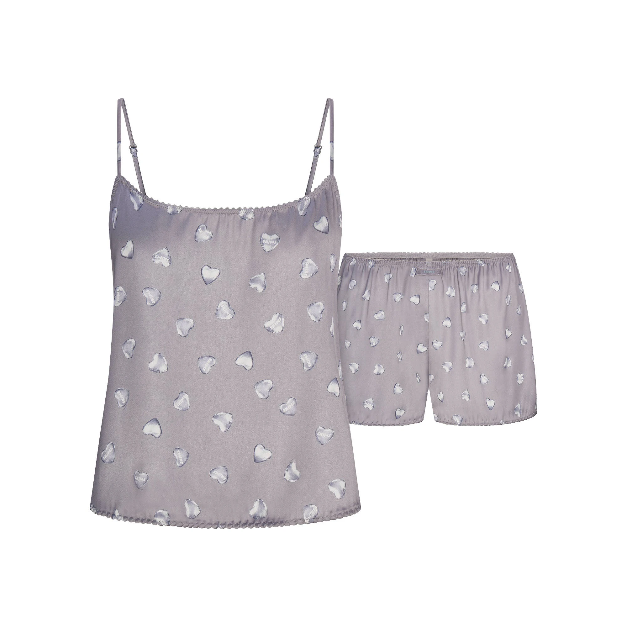 WOVEN SHINE CAMI AND SHORT SLEEP SET | MIRROR BALLOON PRINT FLAT ON A WHITE BACKGROUND | FLT