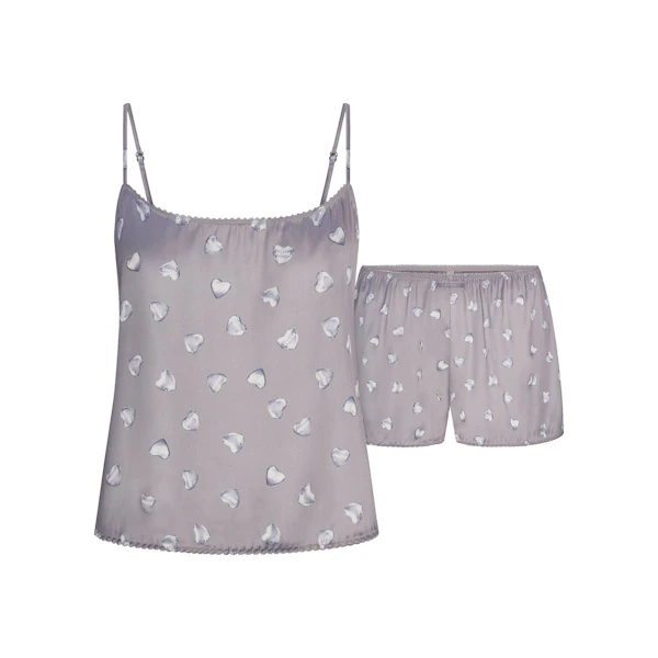 WOVEN SHINE CAMI AND SHORT SLEEP SET | MIRROR BALLOON PRINT FLAT ON A WHITE BACKGROUND | FLT