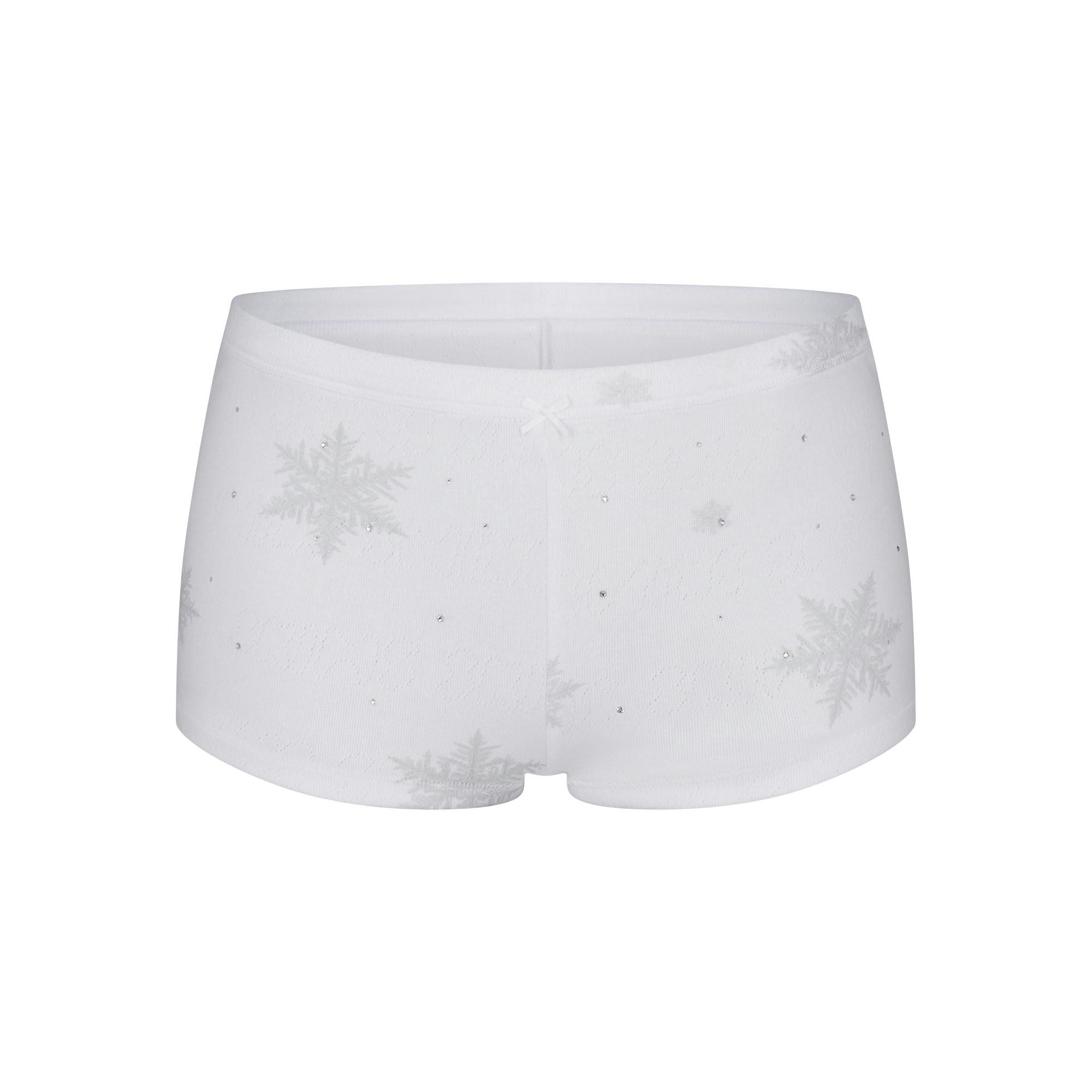 LOGO PLUSH POINTELLE RHINESTONE HENLEY SET | SNOW RHINESTONE PRINT FLAT ON A WHITE BACKGROUND | FLT