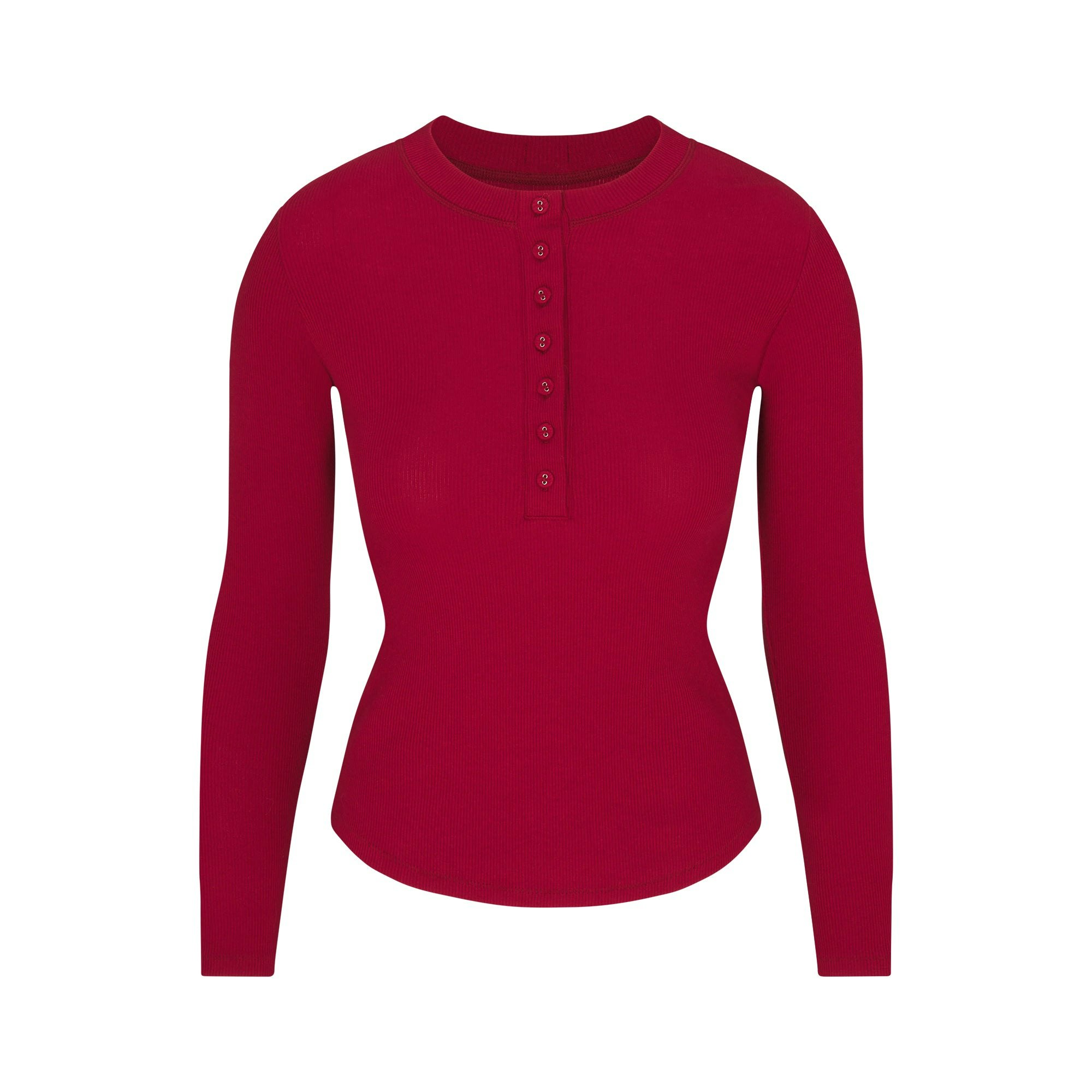 COTTON RIB HENLEY AND LEGGING SET | BRICK FLAT ON A WHITE BACKGROUND | FLT