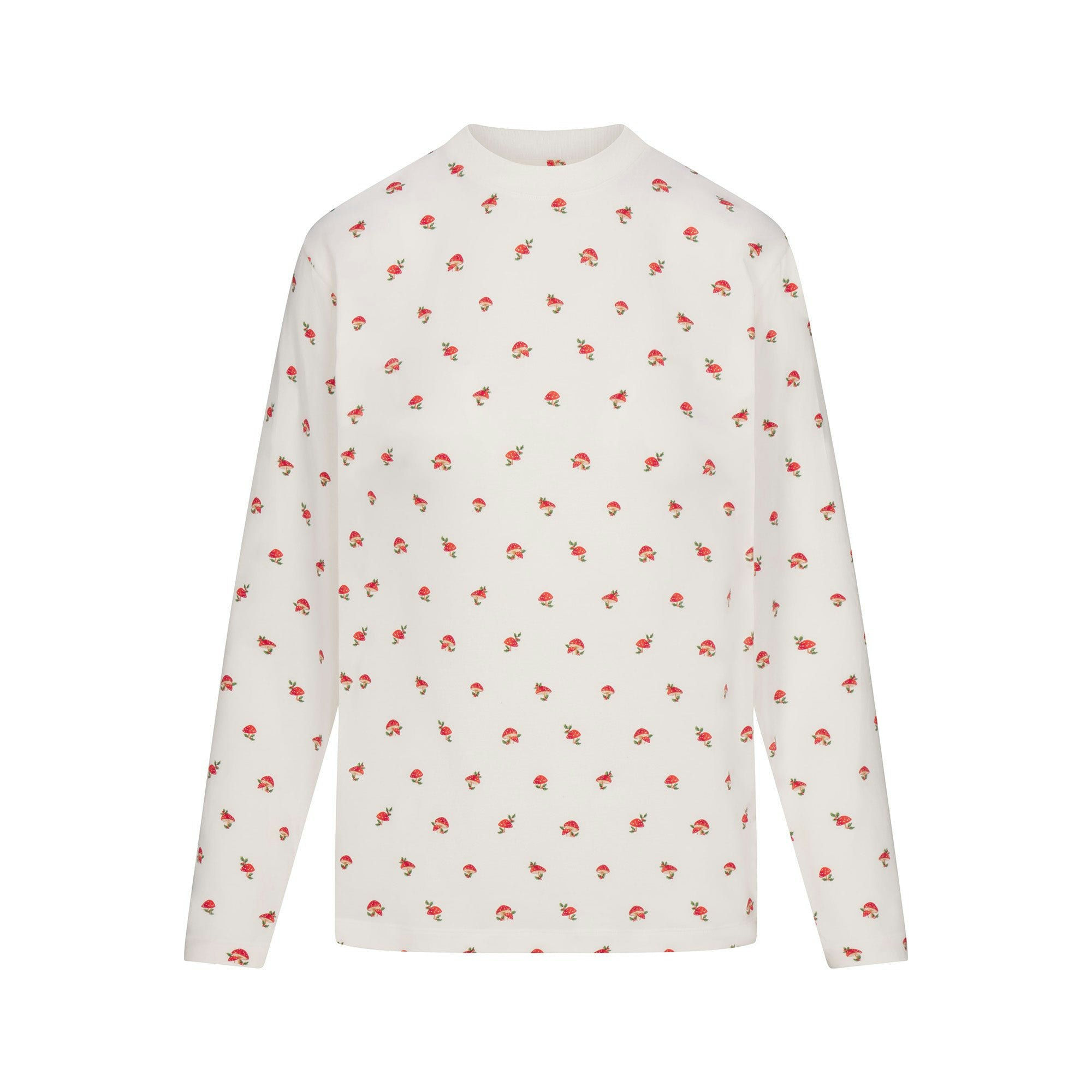 BOYFRIEND LONG SLEEVE T-SHIRT AND BOXER SET | MARBLE MUSHROOM PRINT ON A MODEL FRONT VIEW