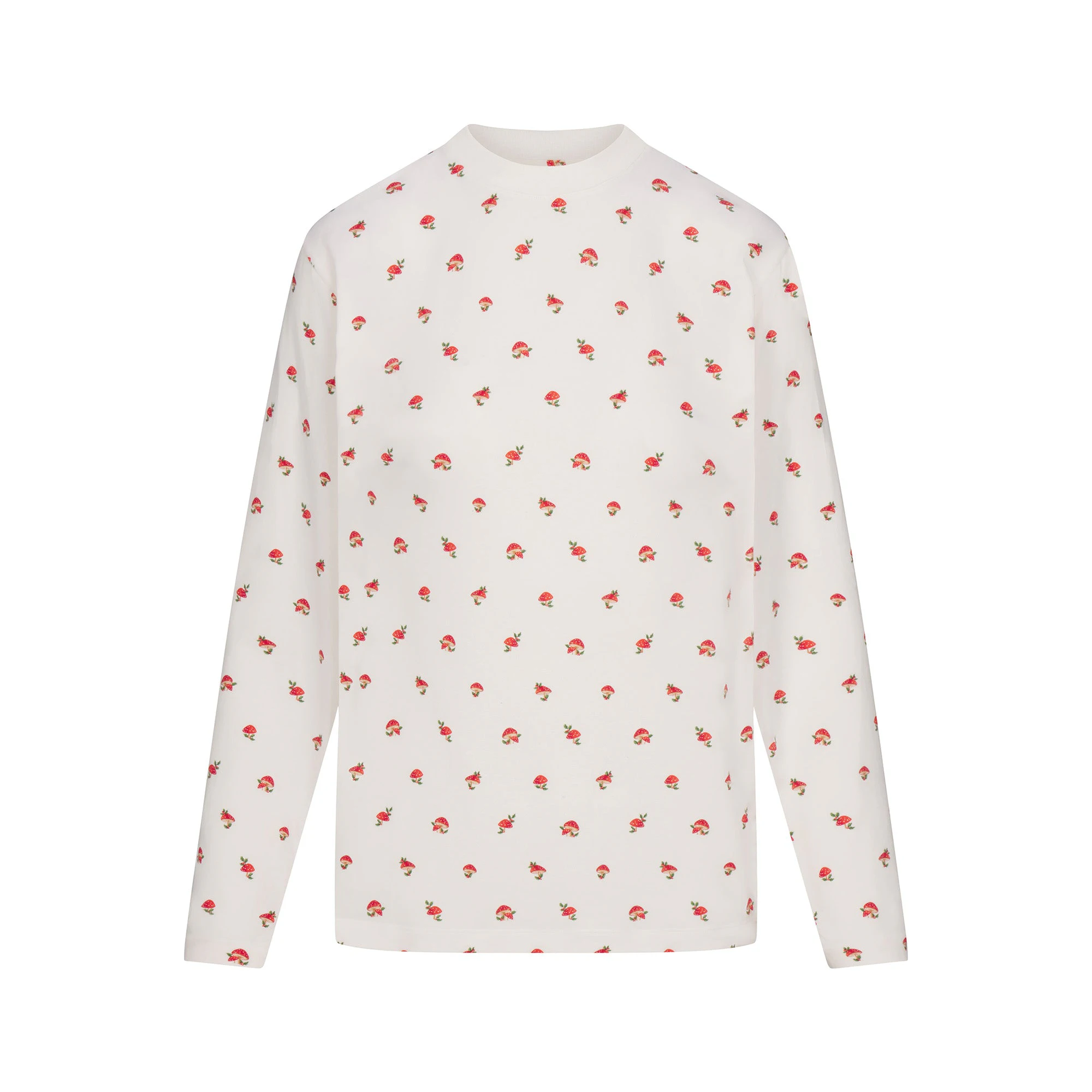 BOYFRIEND LONG SLEEVE T-SHIRT AND BOXER SET | MARBLE MUSHROOM PRINT ON A MODEL FRONT VIEW