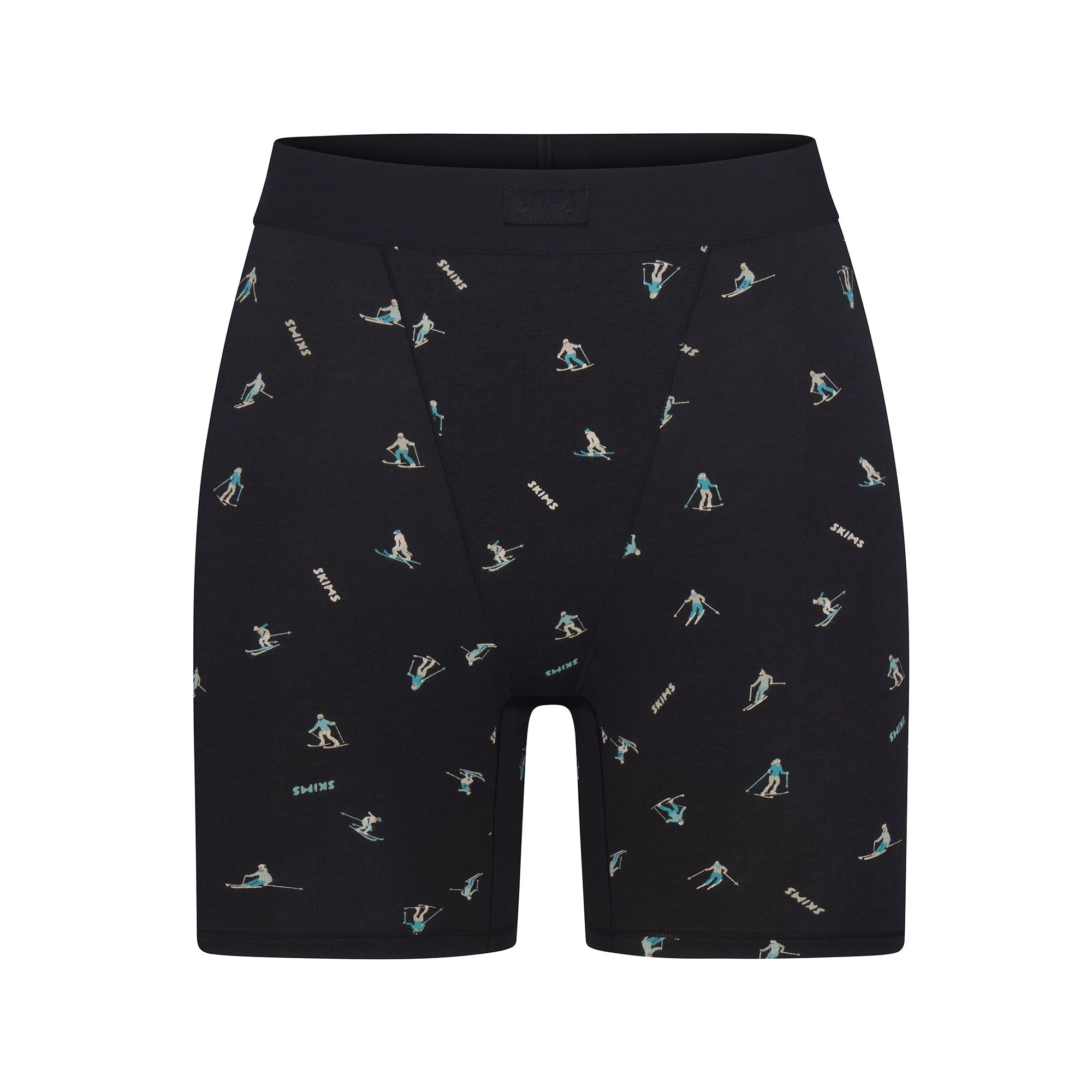 BOYFRIEND LONG SLEEVE T-SHIRT AND BOXER SET | WASHED ONYX SKI PRINT ON A MODEL FRONT VIEW