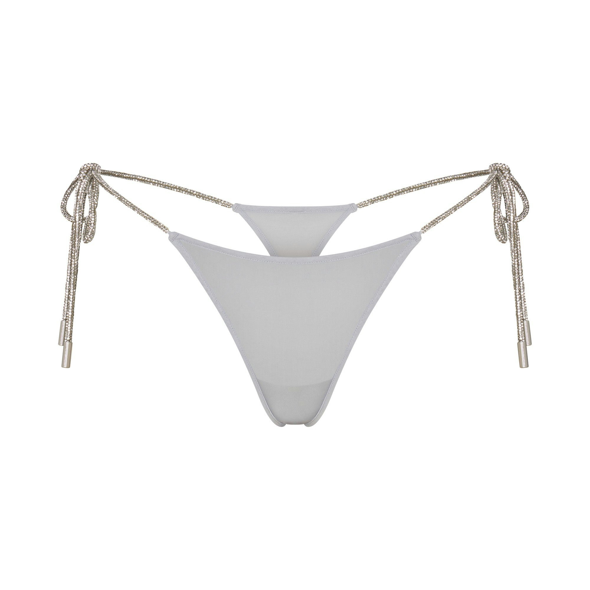 RHINESTONE KNIT TIE SIDE THONG | ZEN BLUE FLAT ON A WHITE BACKGROUND | FLT