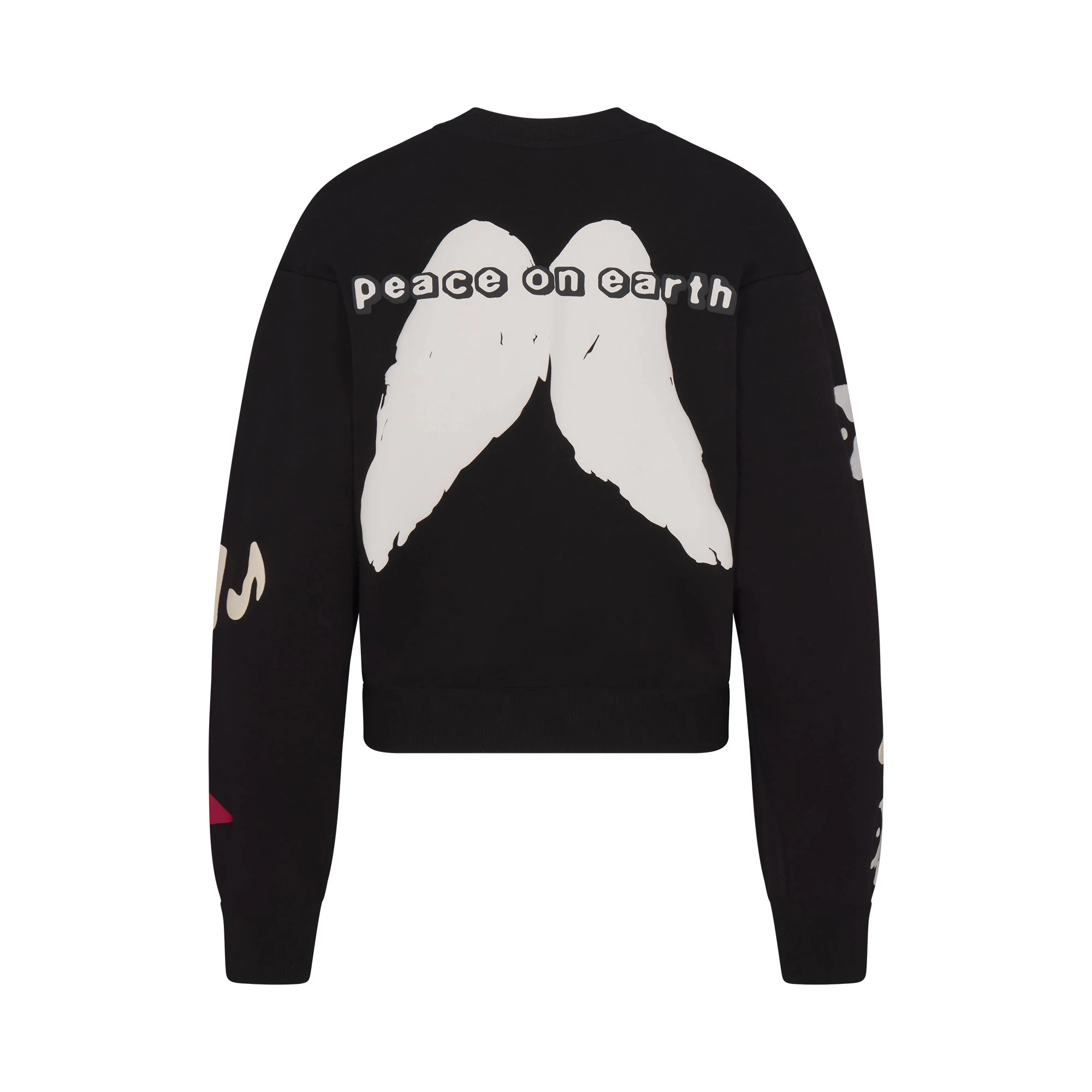 CACTUS PLANT FLEA MARKET X SKIMS COTTON FLEECE CREWNECK | ONYX SNOWMAN PRINT FLAT ON A WHITE BACKGROUND