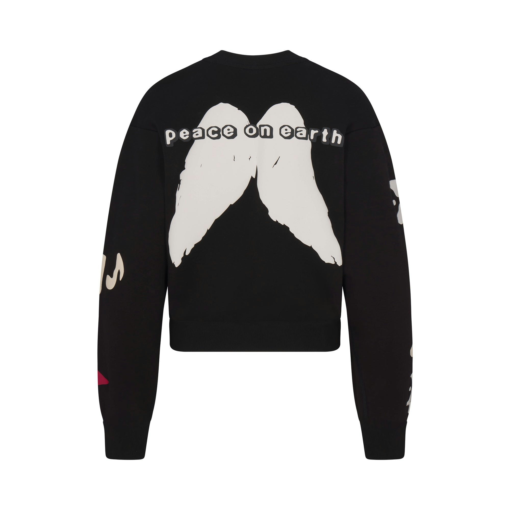 CACTUS PLANT FLEA MARKET X SKIMS COTTON FLEECE CREWNECK | ONYX SNOWMAN PRINT FLAT ON A WHITE BACKGROUND