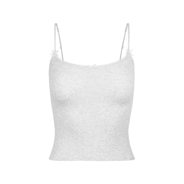 POINTELLE CAMI | LIGHT HEATHER GREY FLAT ON A WHITE BACKGROUND | FLT