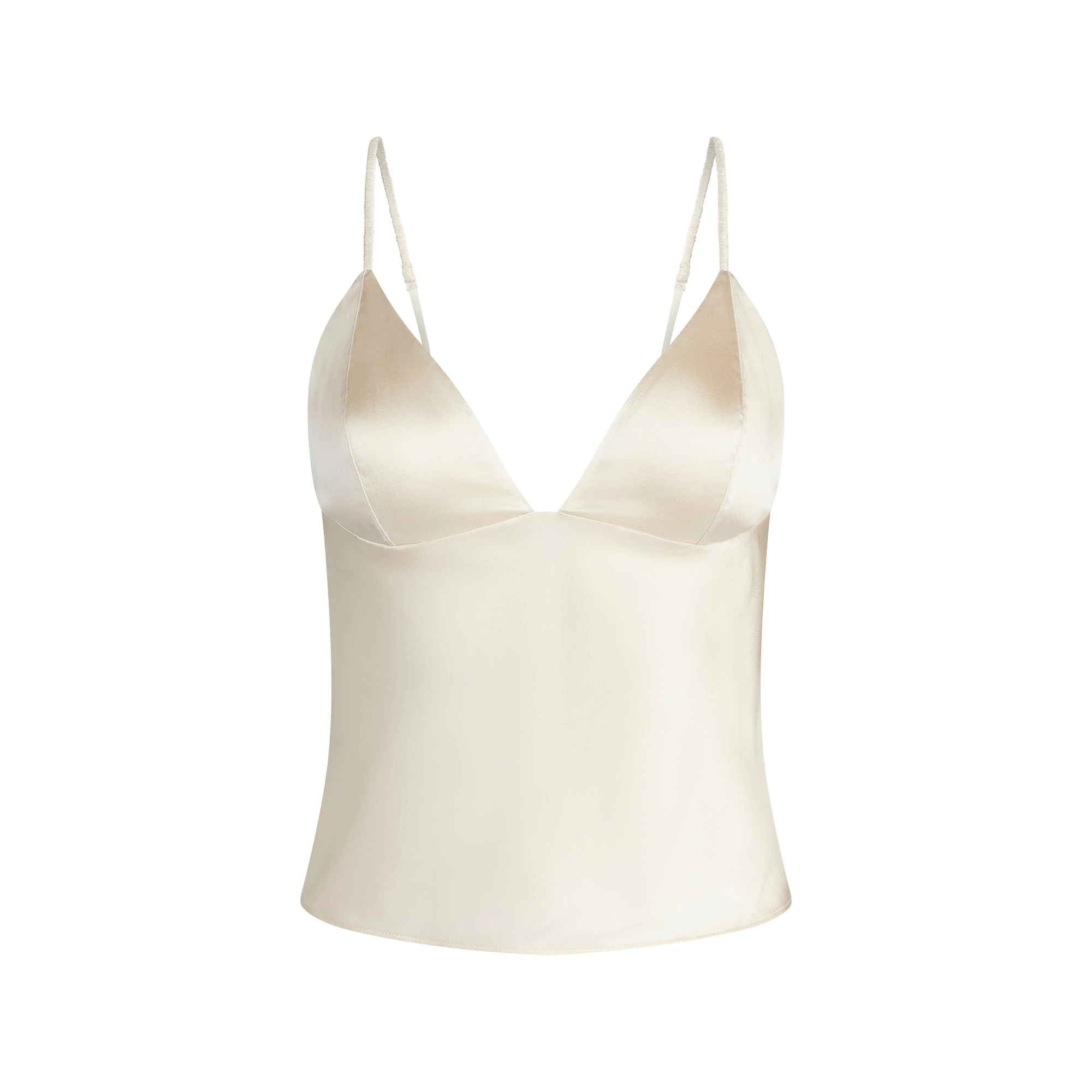 SILK CAMI | ECRU FLAT ON A WHITE BACKGROUND | FLT