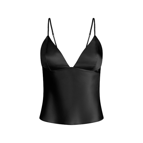 SILK CAMI | ONYX FLAT ON A WHITE BACKGROUND | FLT