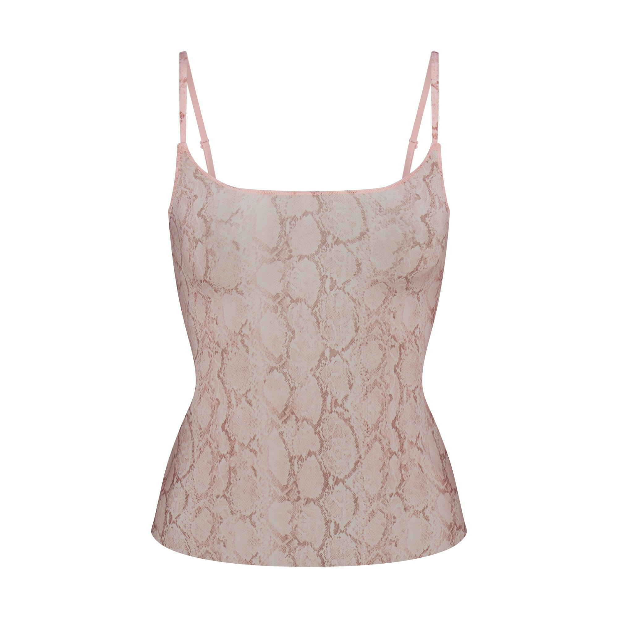 MILKY SHEER CAMI | ROSE PASTEL SNAKE PRINT FLAT ON A WHITE BACKGROUND | FLT