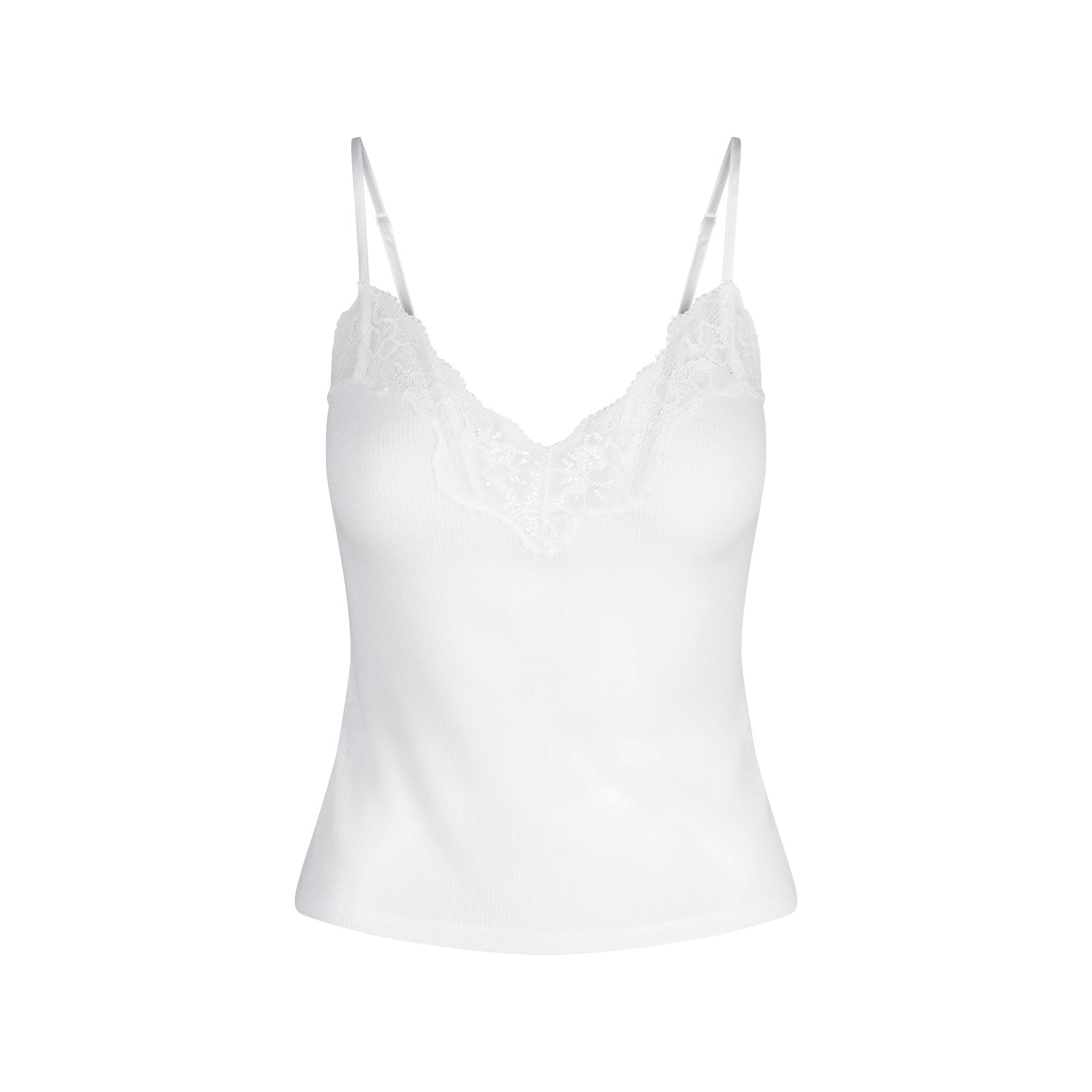 SHEER COTTON LACE CAMI | SNOW FLAT ON A WHITE BACKGROUND | FLT