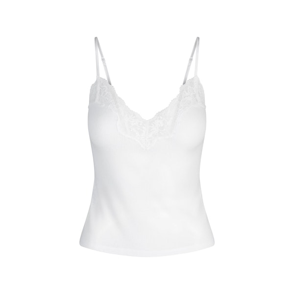 SHEER COTTON LACE CAMI | SNOW FLAT ON A WHITE BACKGROUND | FLT