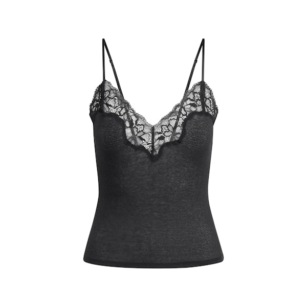 SHEER COTTON LACE CAMI | SOOT FLAT ON A WHITE BACKGROUND | FLT