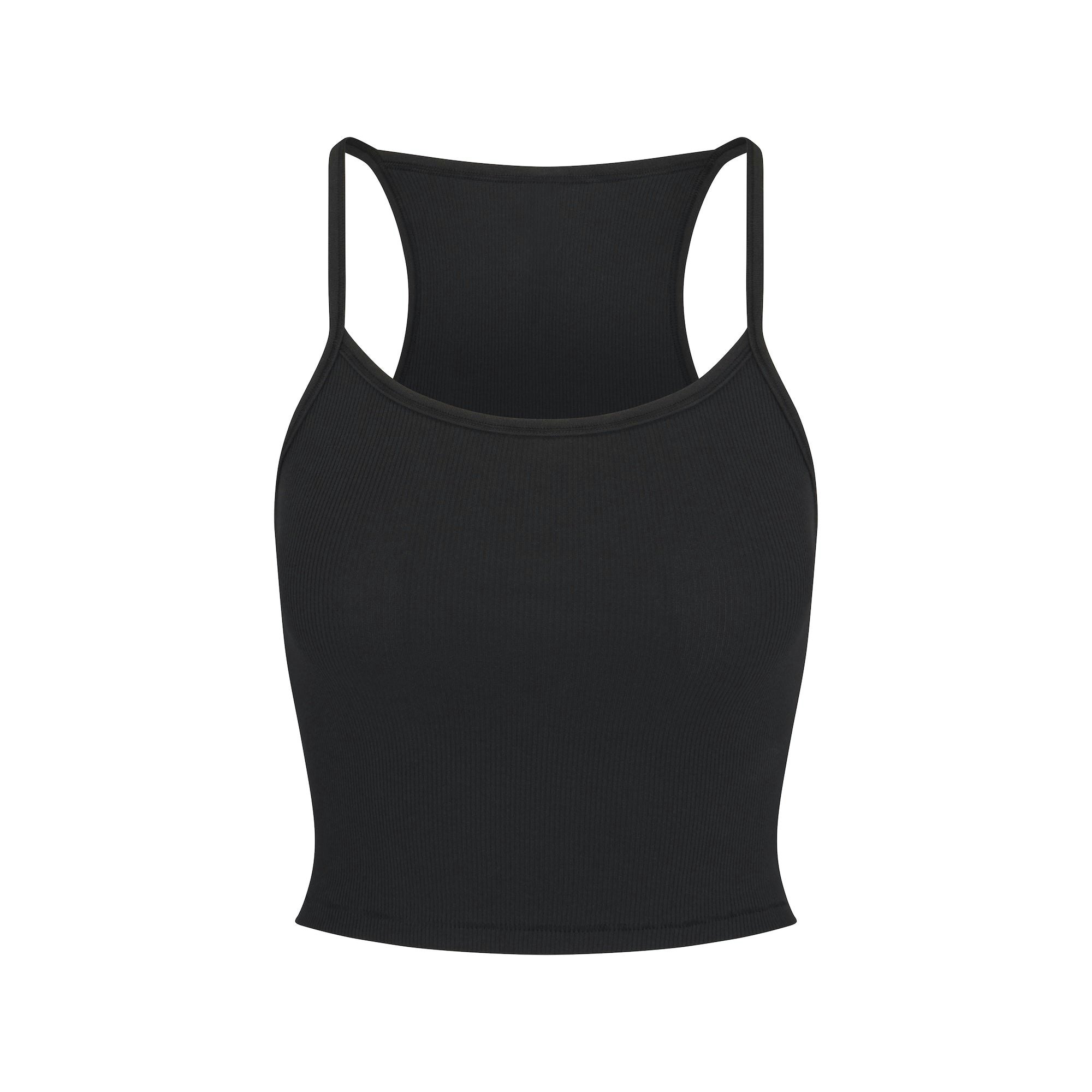 COTTON RIB CROPPED CAMI | SOOT(TANKS, TOPS) FLAT ON A WHITE BACKGROUND | FLT