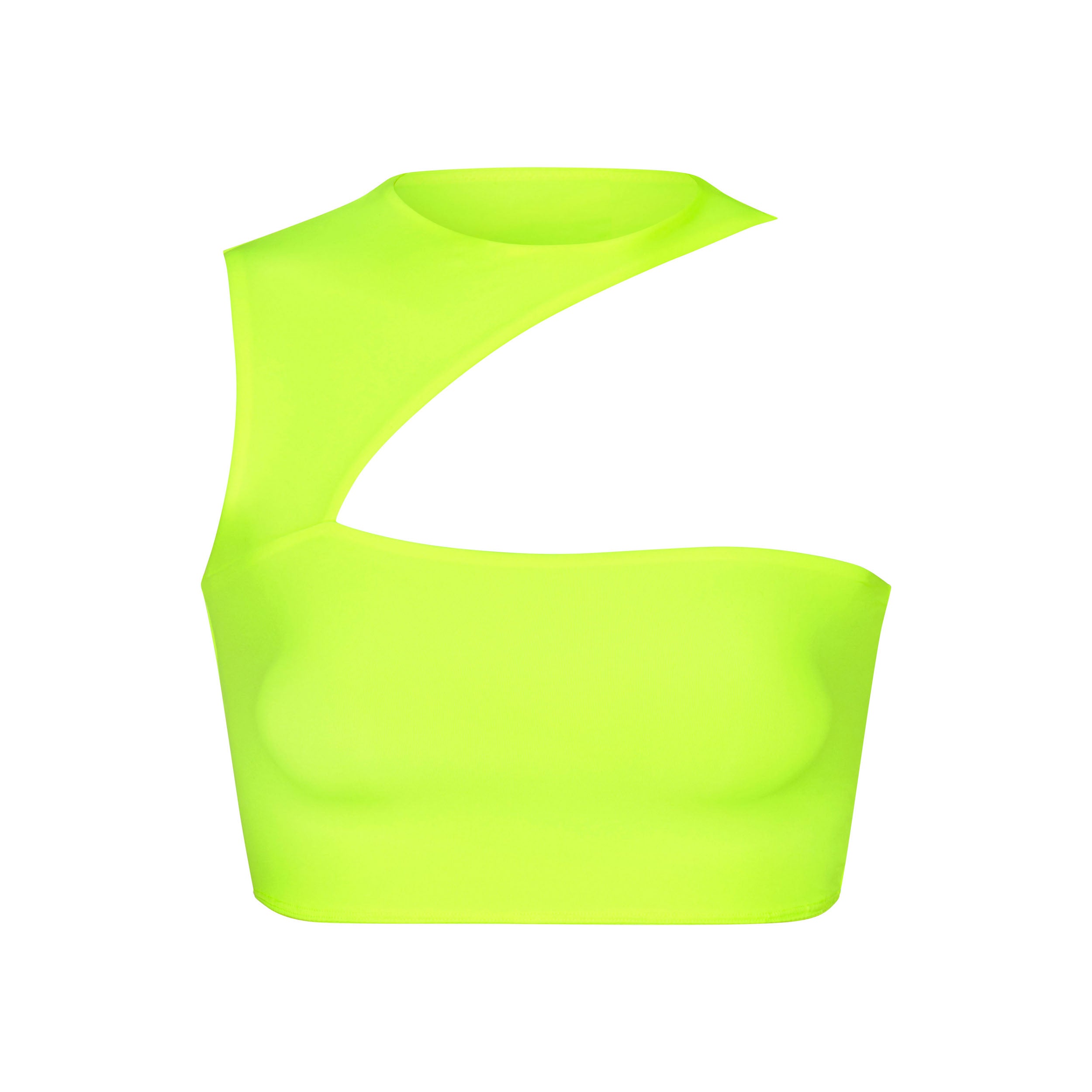 lime green one shoulder crop top