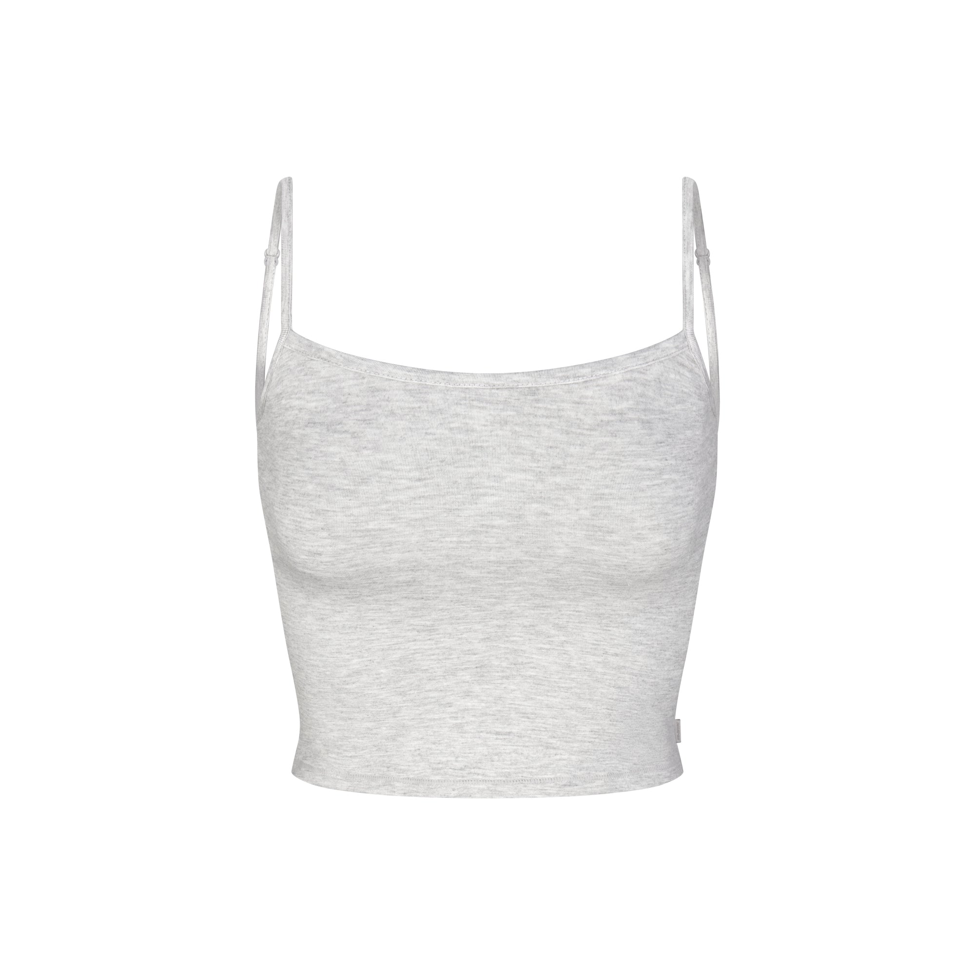 SKIMS SLEEP STRAIGHT NECK CROPPED CAMI | LIGHT HEATHER GREY