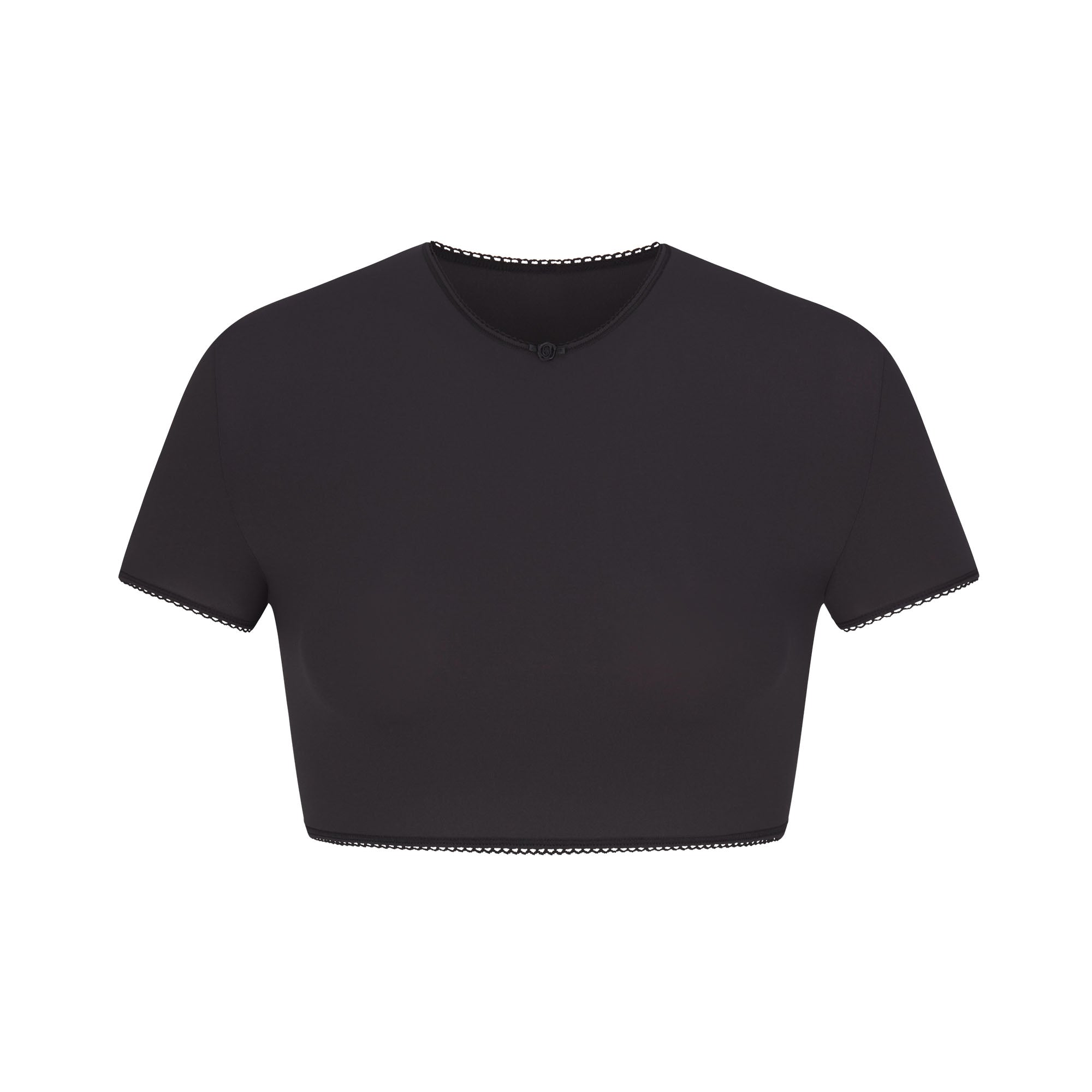 FITS EVERYBODY PICOT SUPER CROPPED T SHIRT ONYX XXS