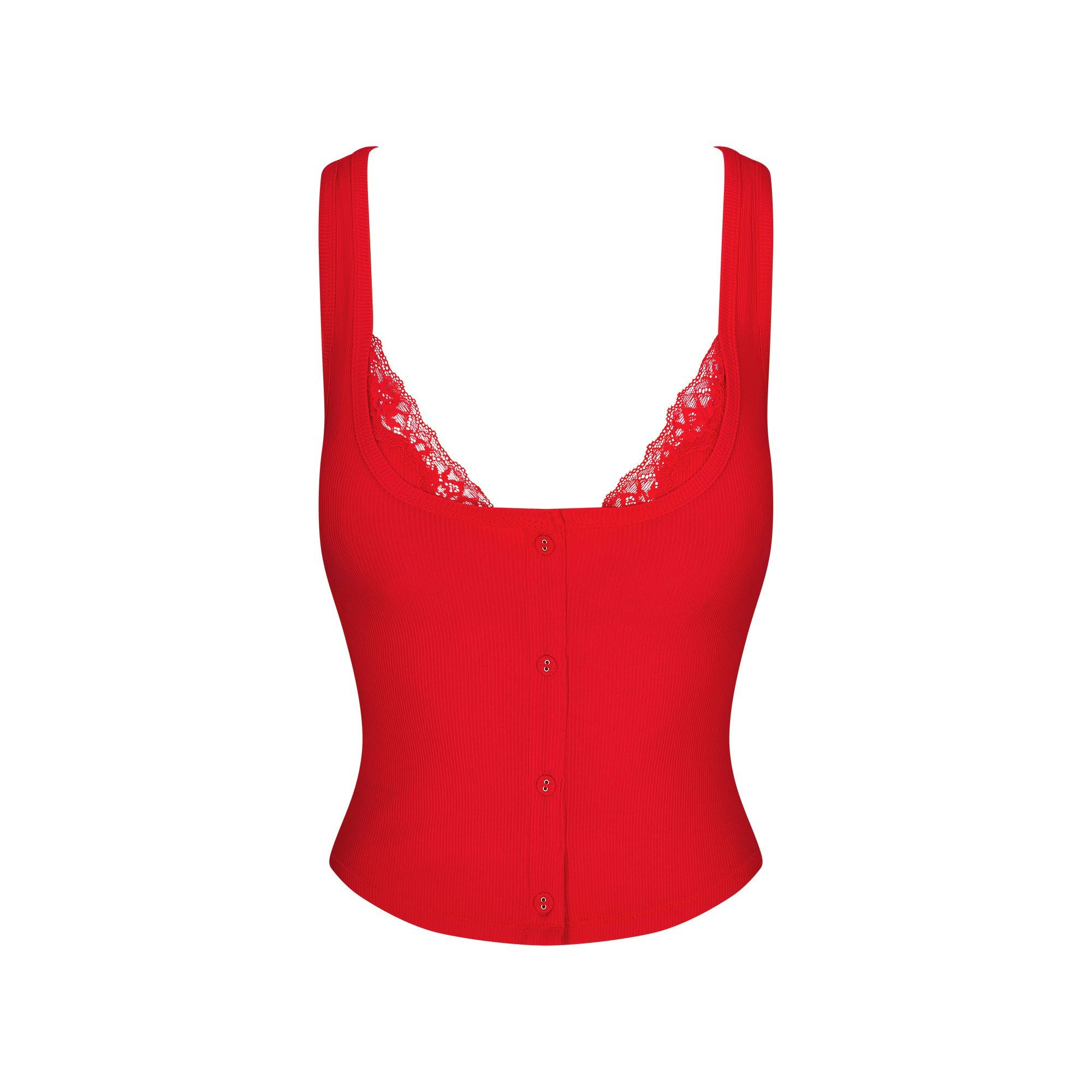 SOFT LOUNGE LACE TANK WITH BRALETTE | CHERRY FLAT ON A WHITE BACKGROUND | FLT