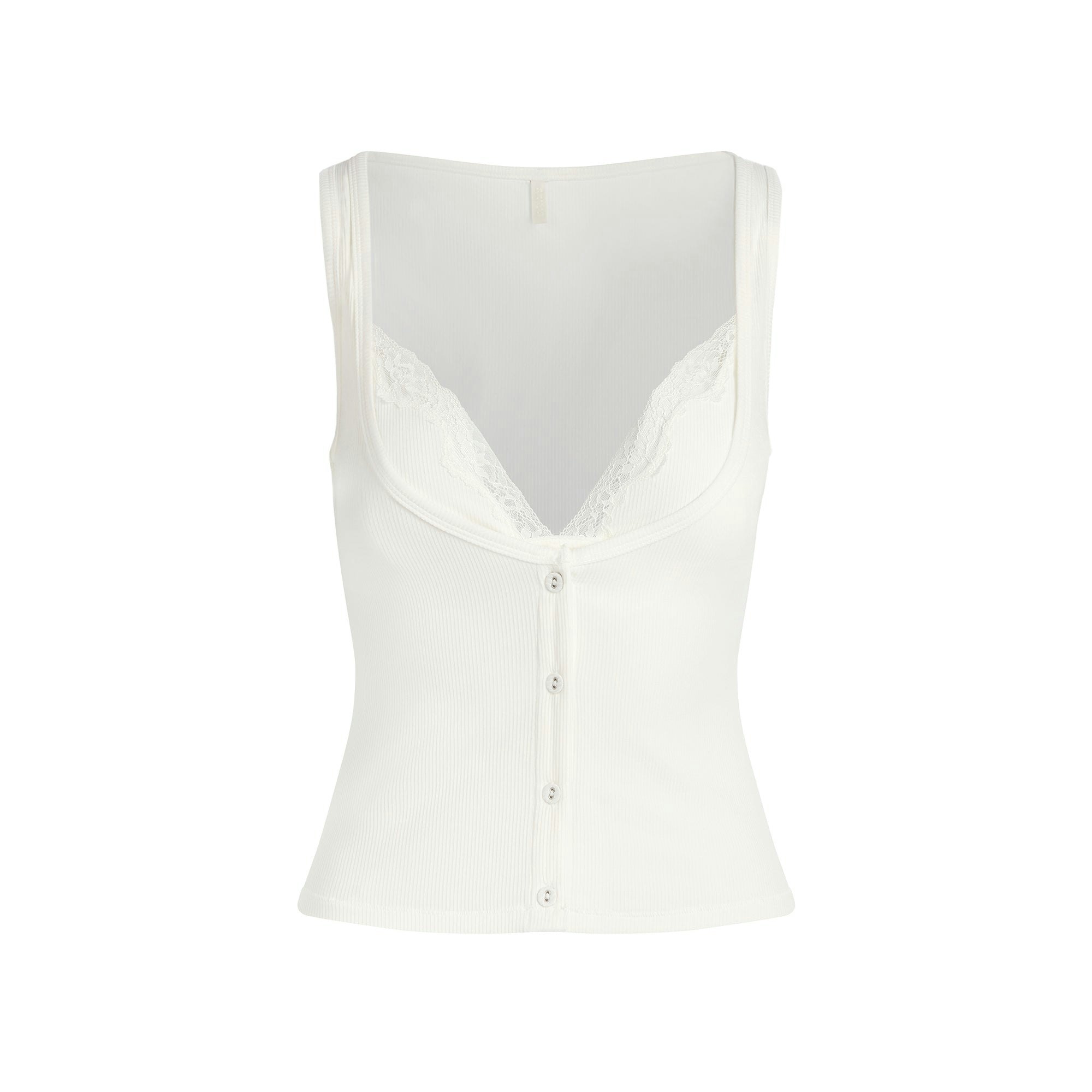 SOFT LOUNGE LACE TANK WITH BRALETTE | MARBLE FLAT ON A WHITE BACKGROUND | FLT