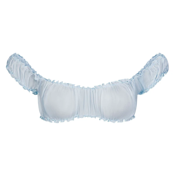 SKIMS ROMANCE CROP TOP | CELESTE (CROP TOPS) LAYS FLAT ON A WHITE BACKGROUND | FLT