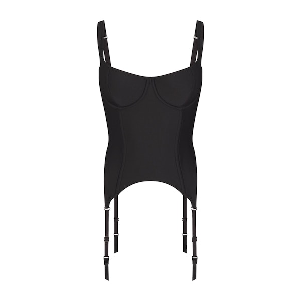 SKIMS BODY CORSET | ONYX FLAT ON A WHITE BACKGROUND | FLT