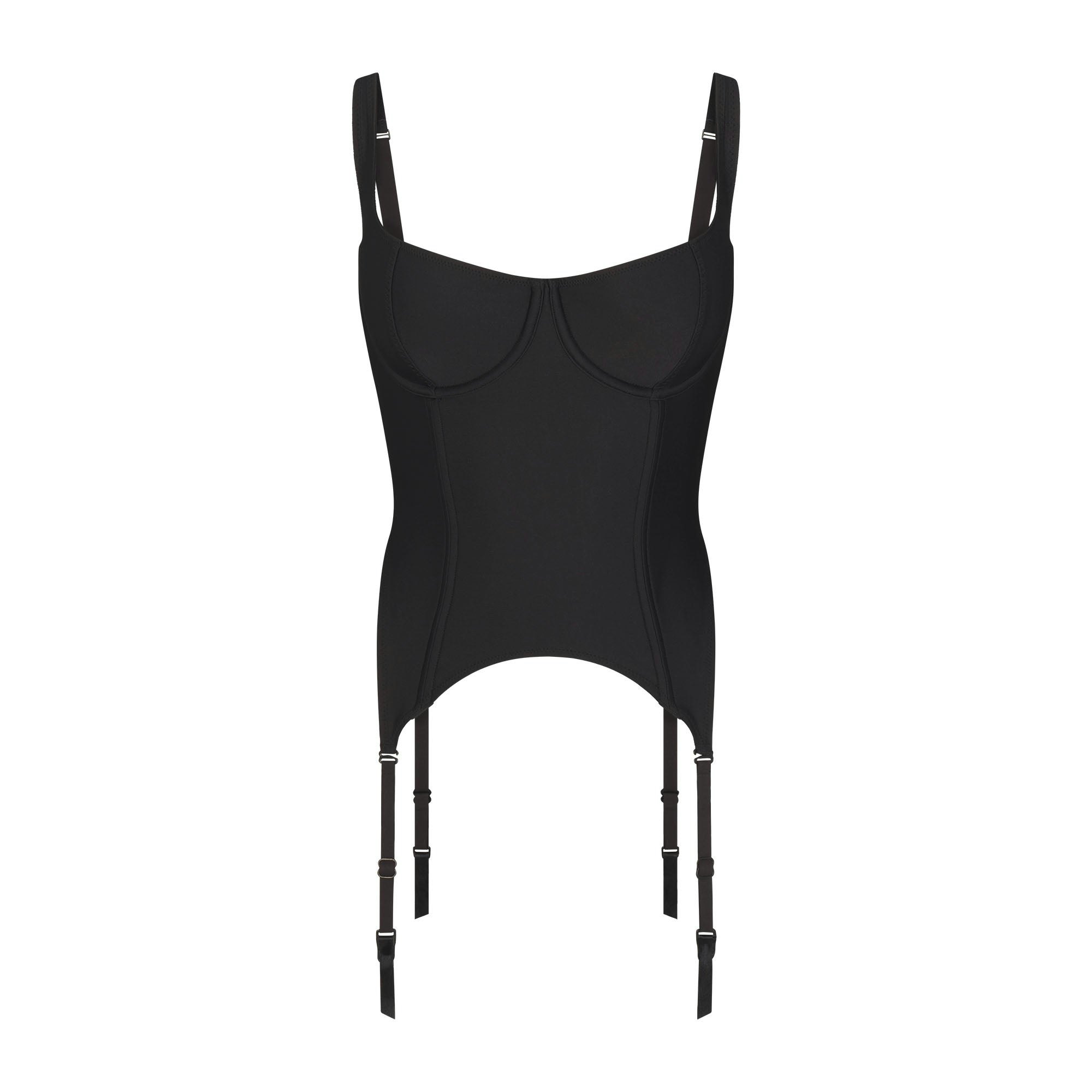 SKIMS BODY CORSET | ONYX FLAT ON A WHITE BACKGROUND | FLT