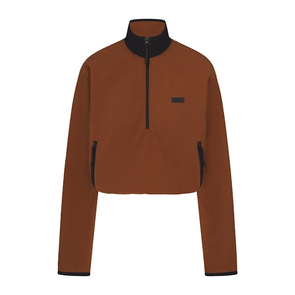 OUTDOOR FLEECE HALF ZIP PULLOVER | CHAI FLAT ON A WHITE BACKGROUND | FLT