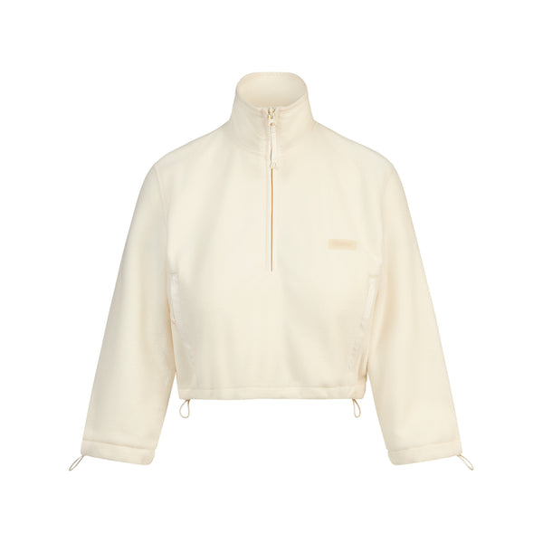 é frill zip sweat blouson white TEDDY BOXY ZIP UP JACKET | ECRU