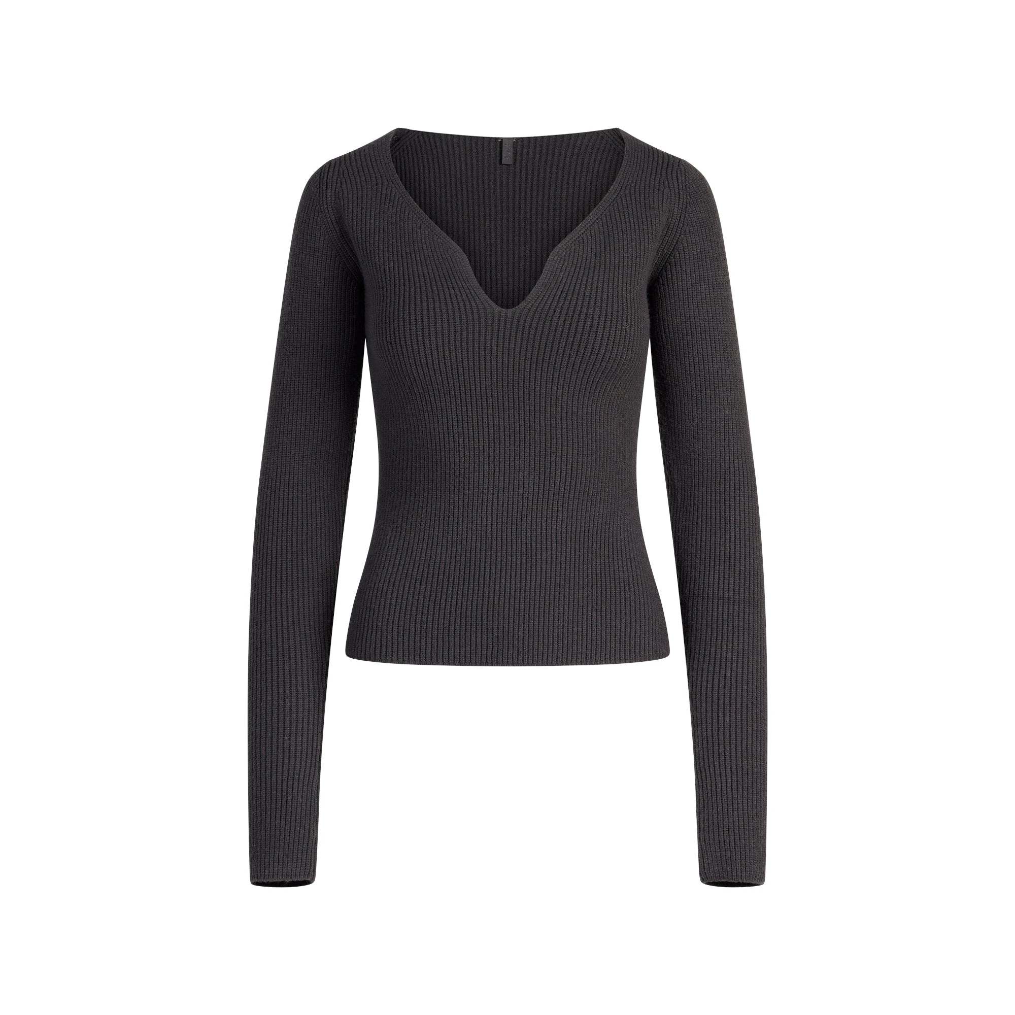 SWEATER KNITS LONG SLEEVE TOP | ASH FLAT ON A WHITE BACKGROUND | FLT