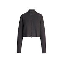 SWEATER KNITS RIBBED MOCK NECK ZIP UP