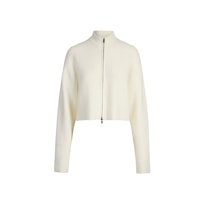 RIBBED MOCK NECK ZIP UP