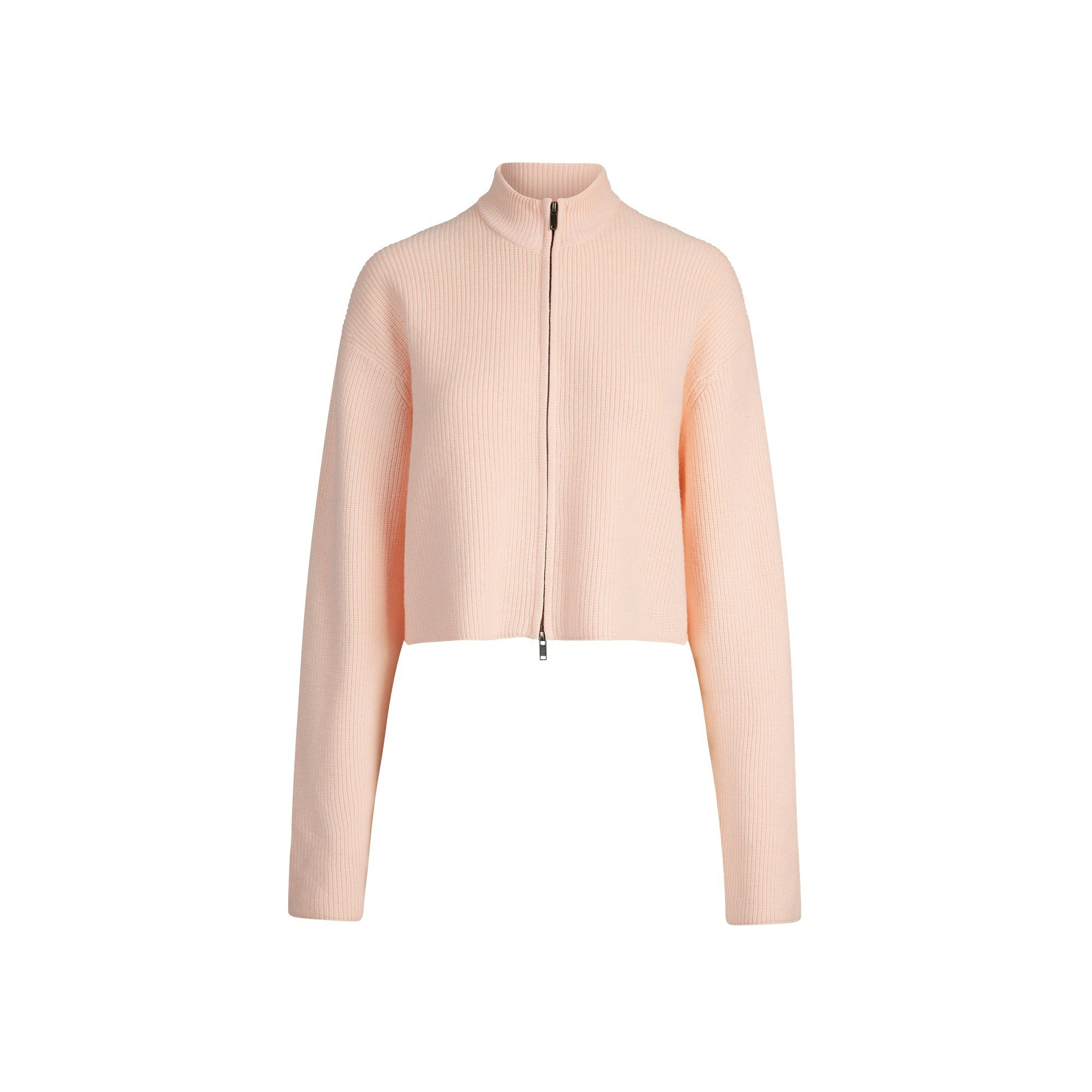 SWEATER KNITS MOCK NECK ZIP UP | PRIMROSE FLAT ON A WHITE BACKGROUND | FLT