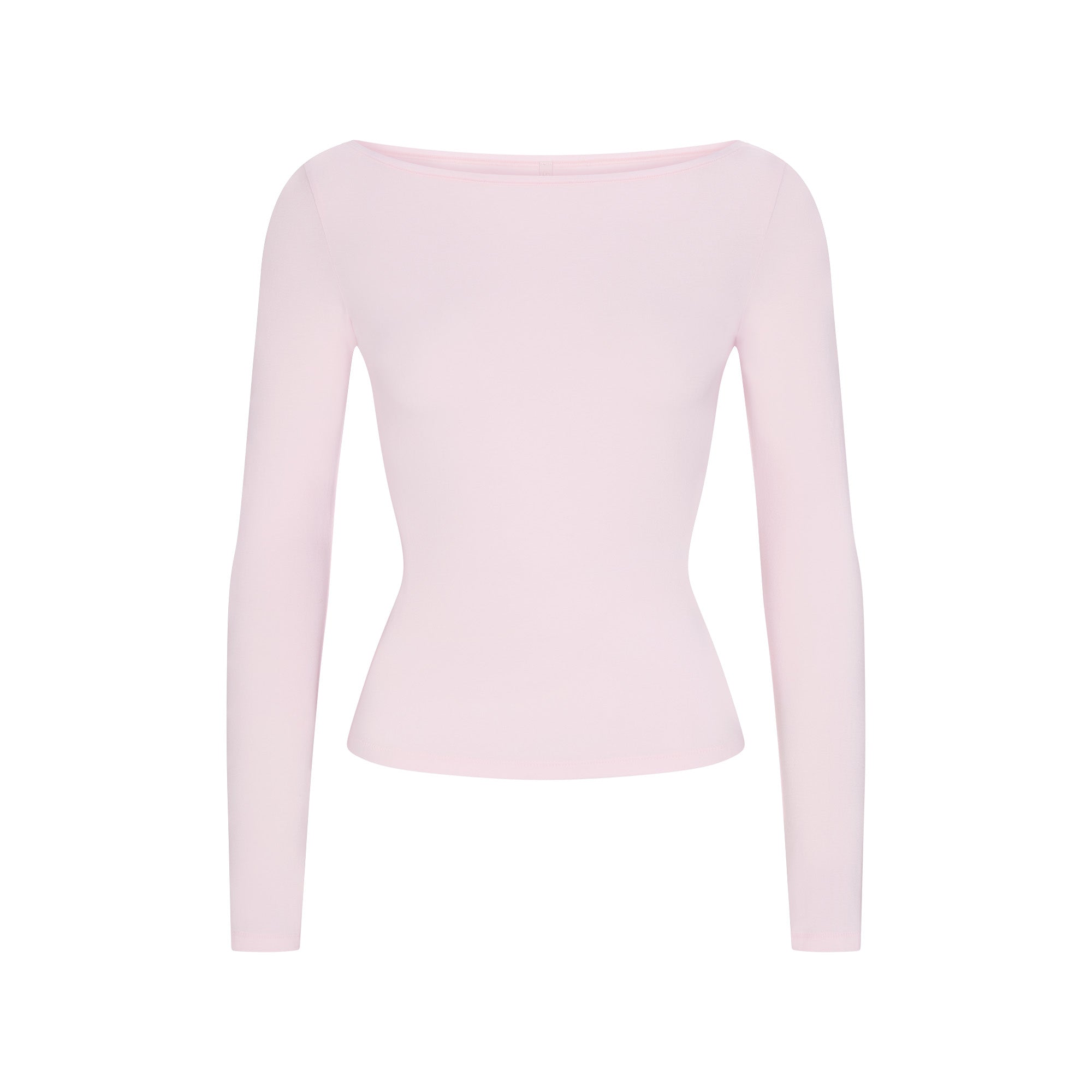 COTTON JERSEY LONG SLEEVE BOATNECK TOP | CHERRY BLOSSOM FLAT ON A WHITE BACKGROUND | FLT