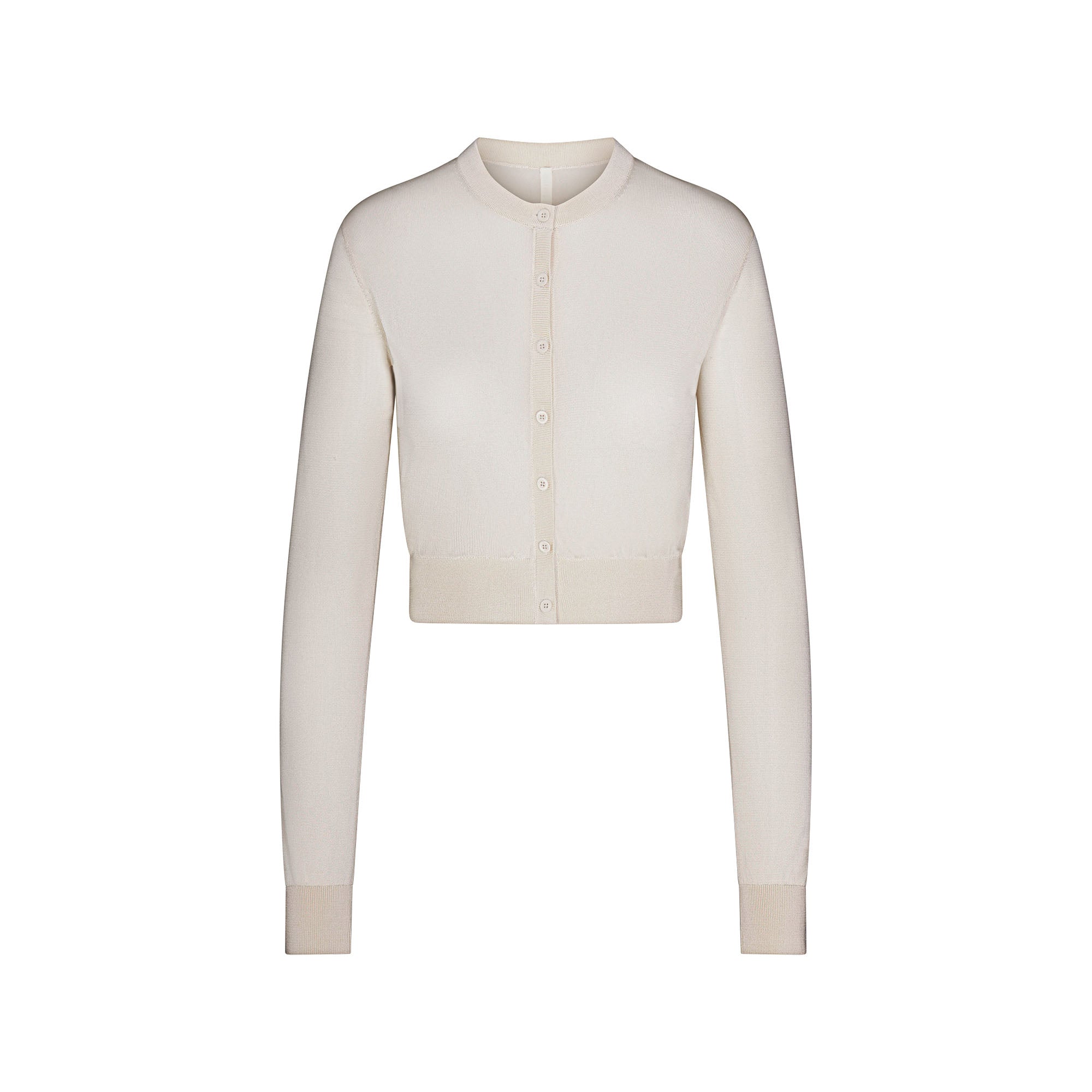 SLINKY KNIT CARDIGAN | BUFF FLAT ON A WHITE BACKGROUND | FLT