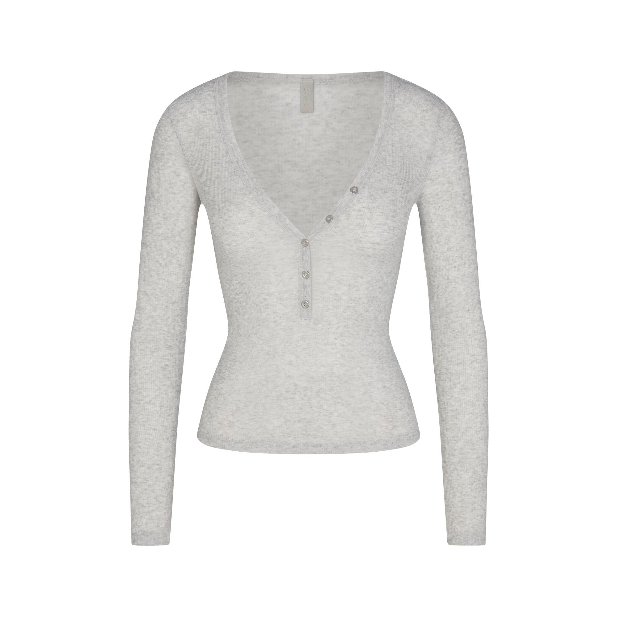SHEER RIB HENLEY | LIGHT HEATHER GREY | SKIMS